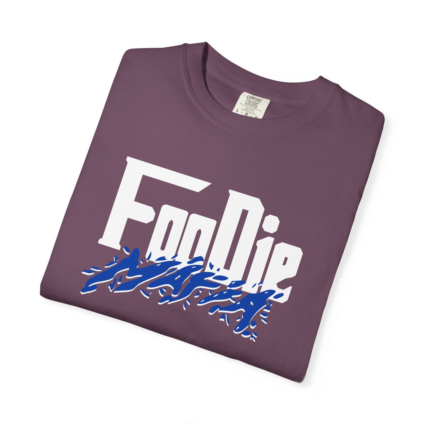 L.O.E.F White Foodie Mafia Unisex Tee Shirt (Cobalt Blue)