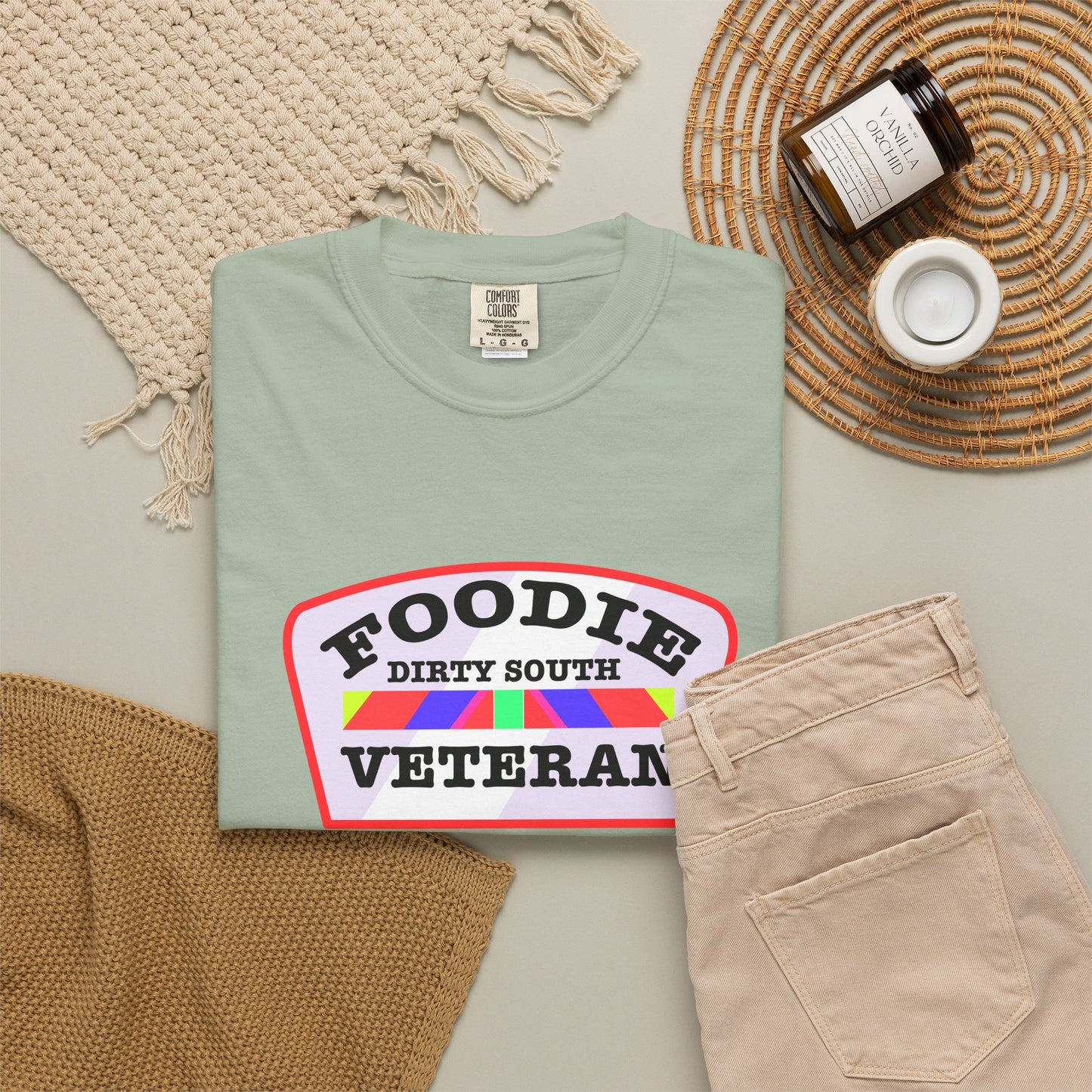 L.O.E.F Foodie Veteran DIRTY SOUTH Unisex Tee Shirt (Soft Pink)