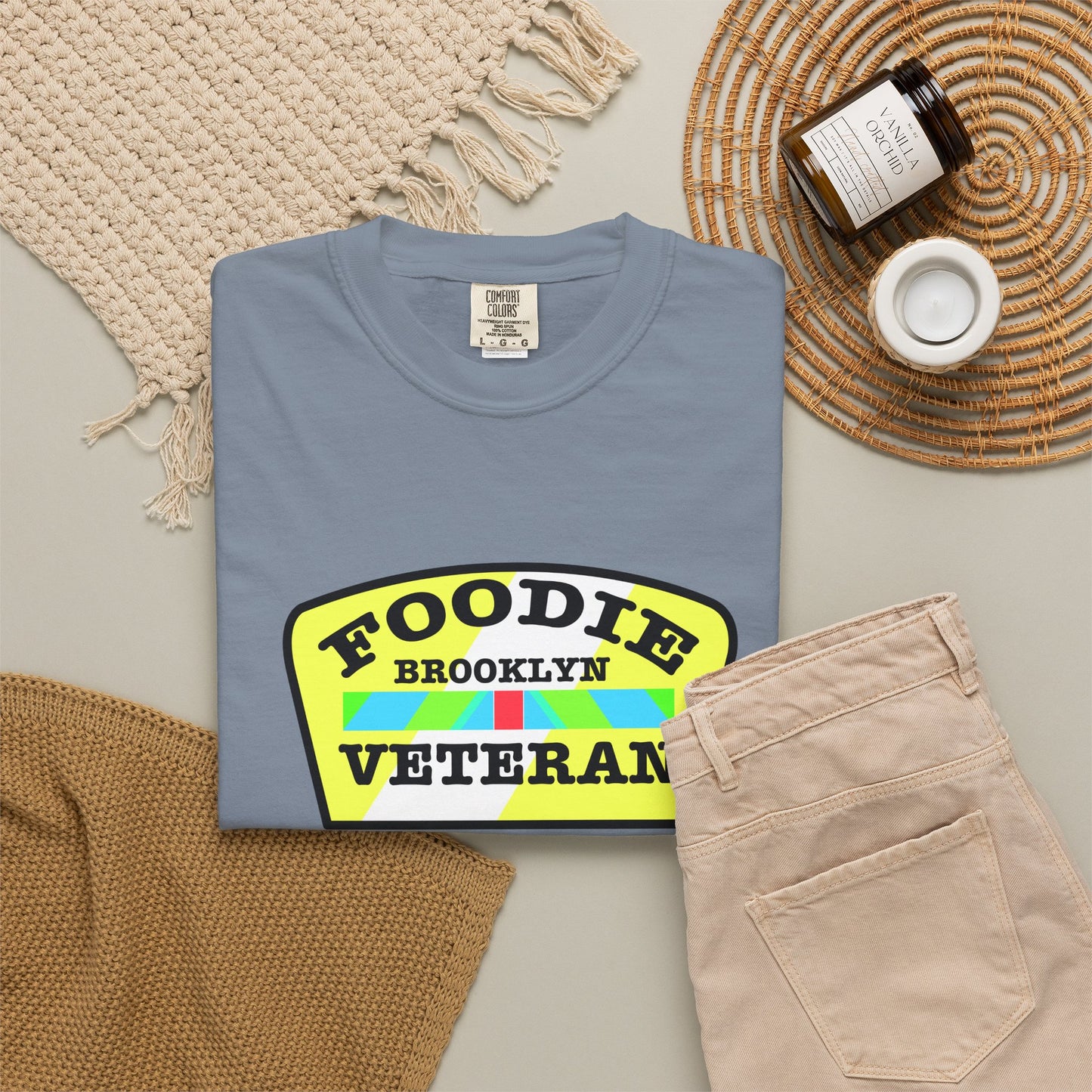 L.O.E.F Foodie Veteran BROOKLYN Unisex Tee Shirt (Yellow and Black)