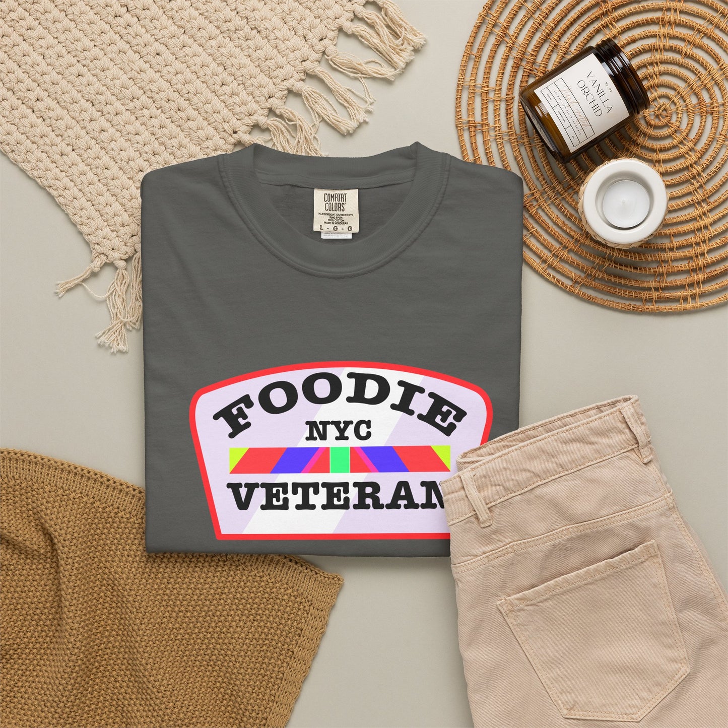 L.O.E.F Foodie Veteran NYC Unisex Tee Shirt (Soft Pink)