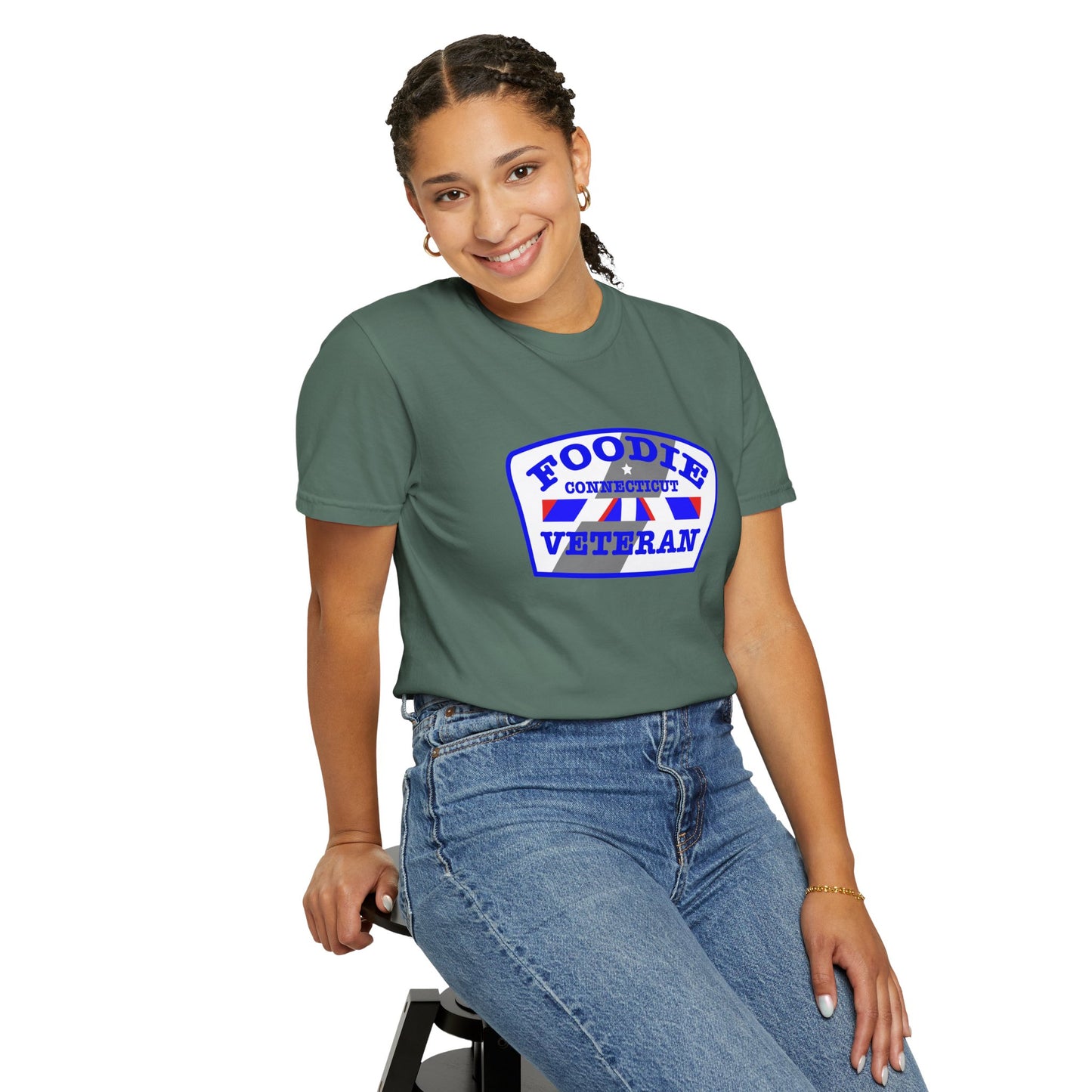 L.O.E.F Foodie Veteran CONNECTICUT Unisex Tee Shirt (Blue)