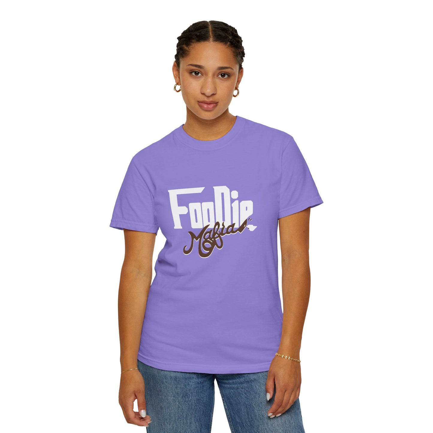 L.O.E.F White Foodie Mafia Unisex Tee shirt (Dark Brown)