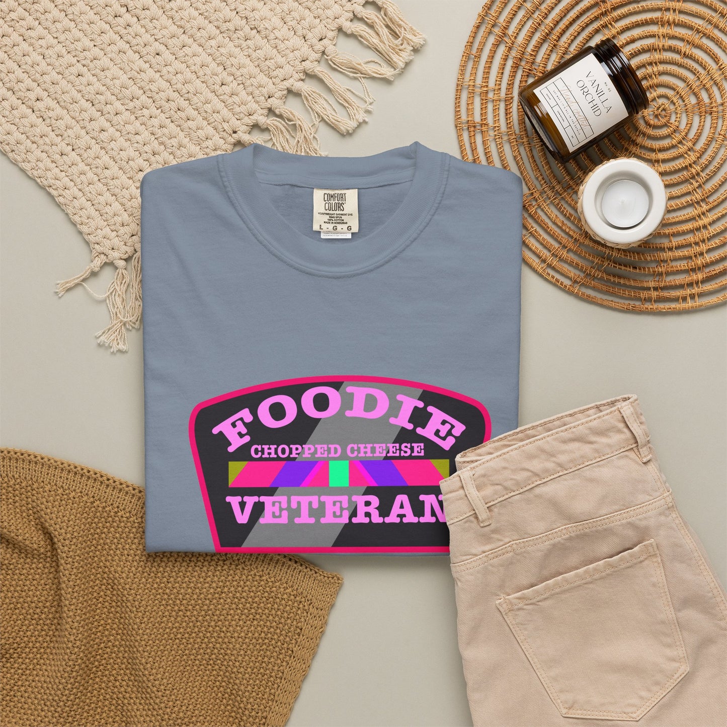 L.O.E.F Foodie Veteran Chopped Cheese Unisex Tee Shirt (Pink)