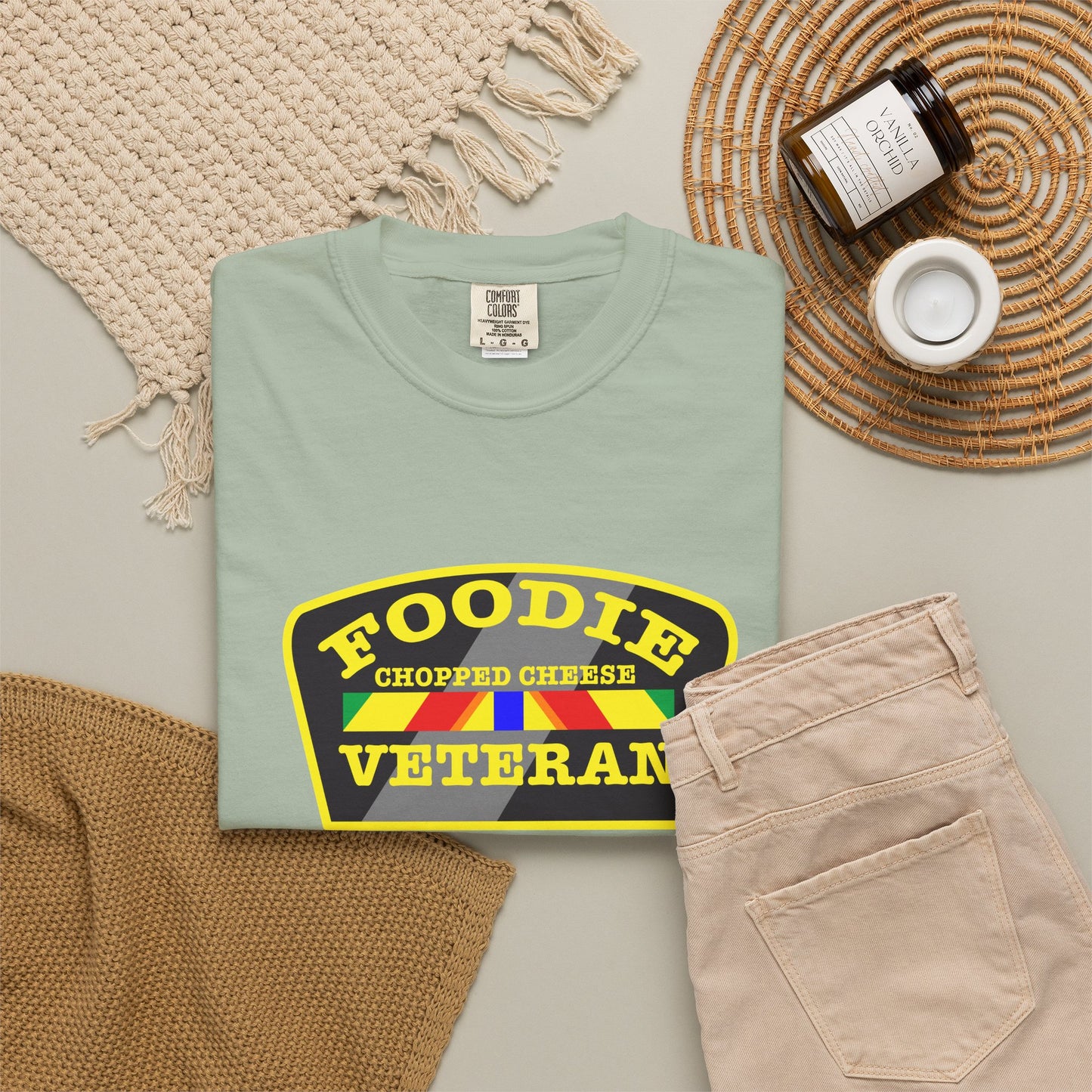 L.O.E.F Foodie Veteran Chopped Cheese Unisex Tee Shirt (Yellow)