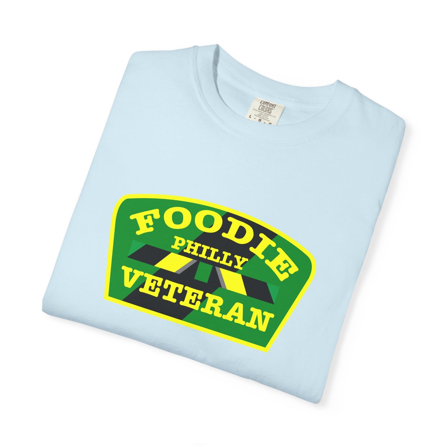 L.O.E.F Foodie Veteran PHILLY Unisex Tee Shirt (Yellow and Green)