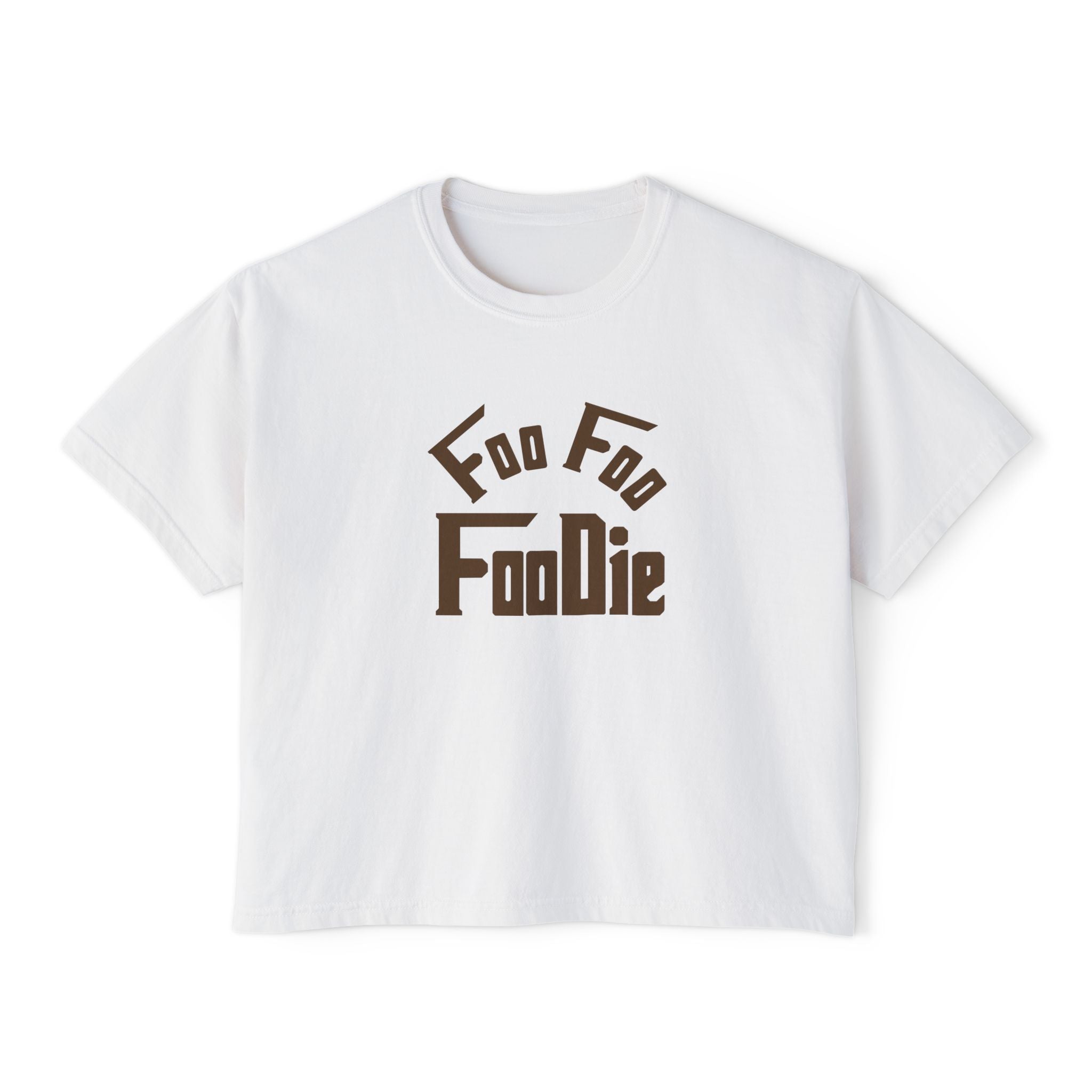 L.O.E.F FOO FOO FOODIE Women Boxy Tee(Dark Brown)
