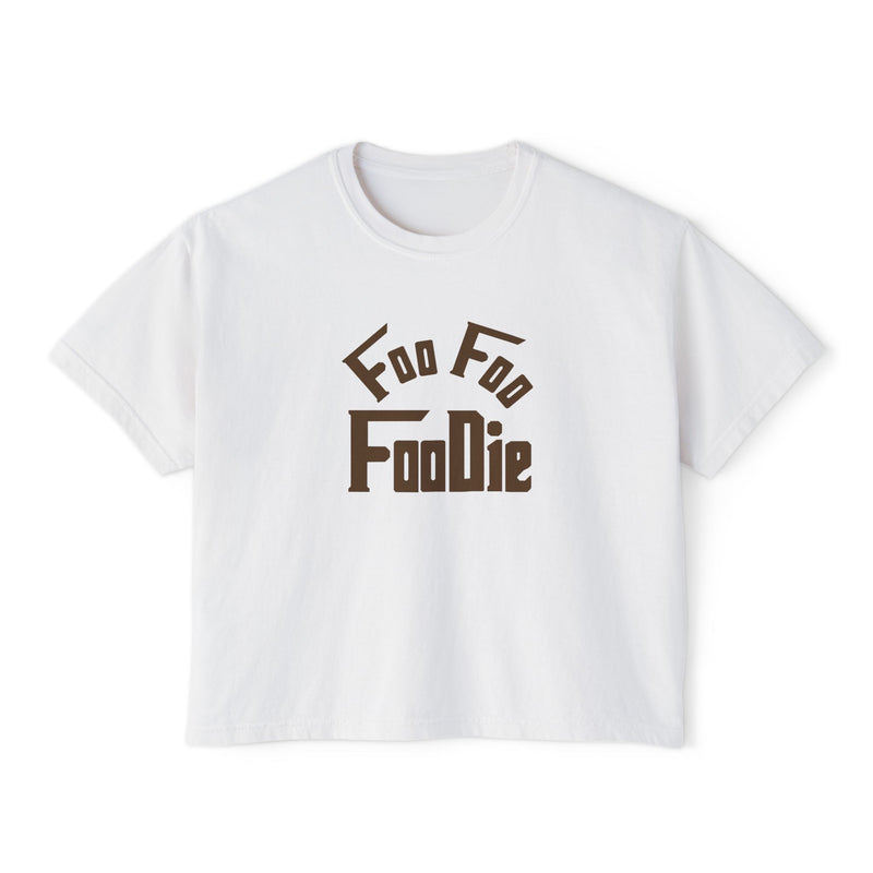 L.O.E.F FOO FOO FOODIE Women Boxy Tee(Dark Brown)