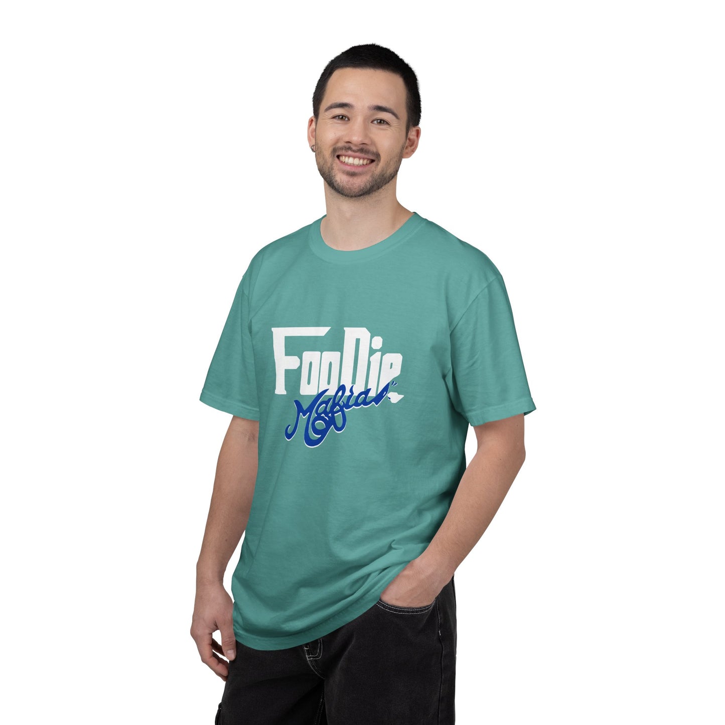 L.O.E.F White Foodie Mafia Unisex Tee shirt (Dark Blue)
