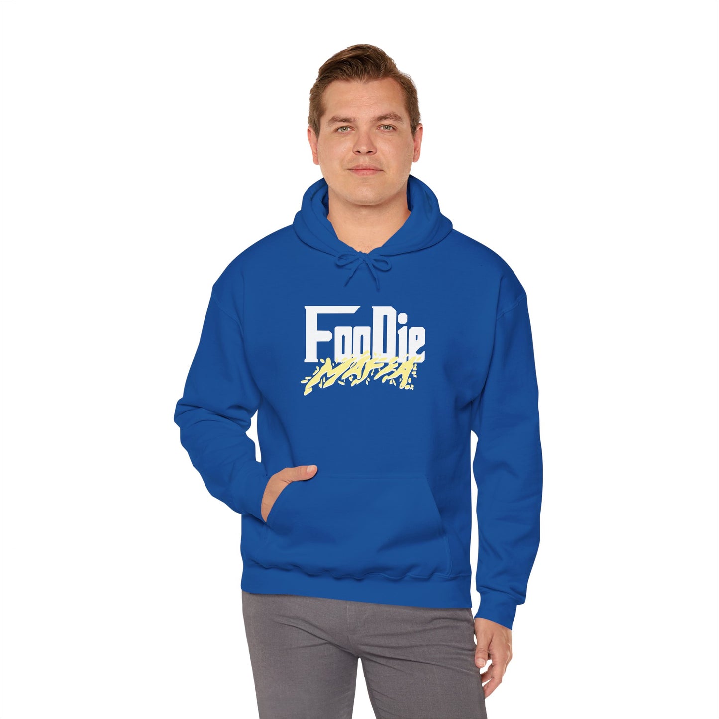 L.O.E.F White Foodie Mafia Unisex Hooded Sweatshirt (Soft Yellow)