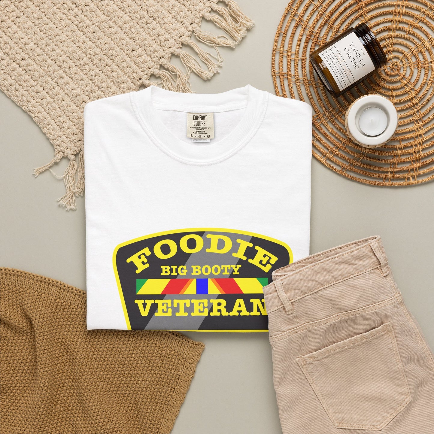 L.O.E.F Foodie Veteran BIG BOOTY Unisex Tee Shirt (Yellow)
