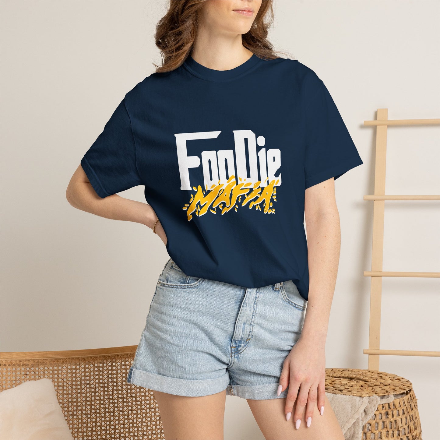 L.O.E.F White Foodie Mafia Unisex Tee shirt (Bright Yellow)