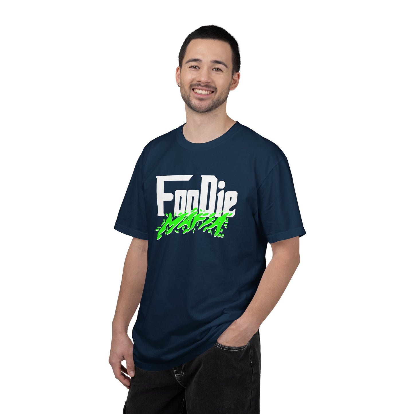 L.O.E.F White Foodie Mafia Unisex Tee Shirt (Neon Green)