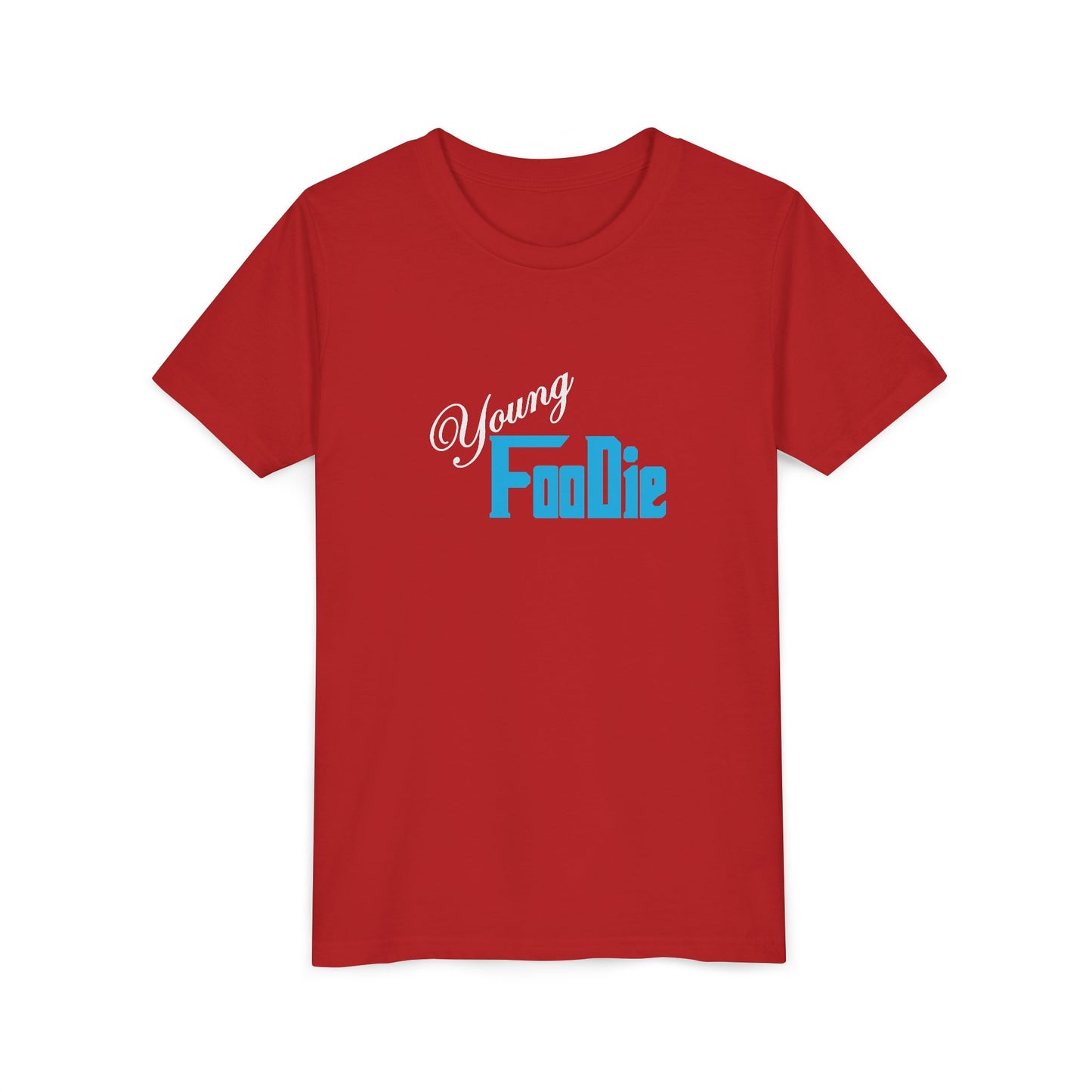 L.O.E.F White Young Foodie Youth Short Sleeve Tee (Neon Blue)