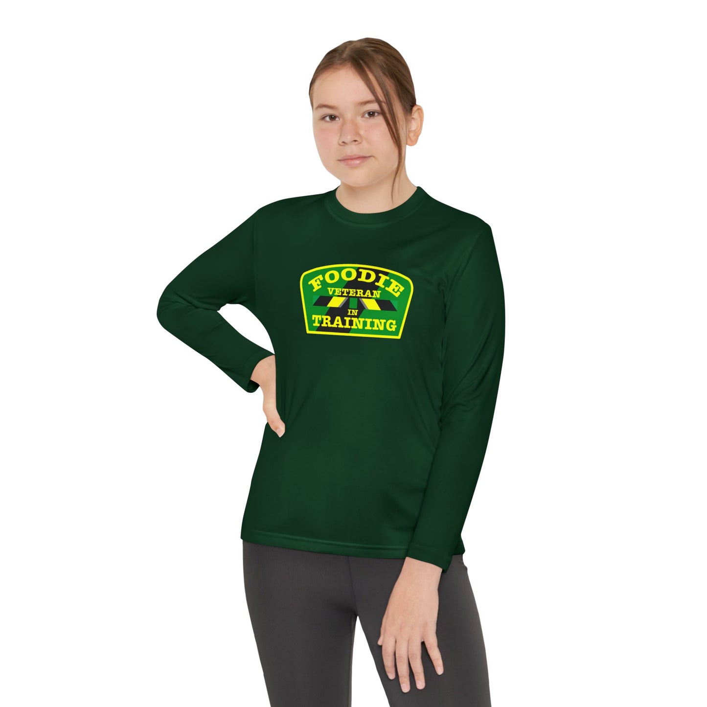 L.O.E.F Foodie Veteran In Training Youth Long Sleeve Tee (Yellow and Green)