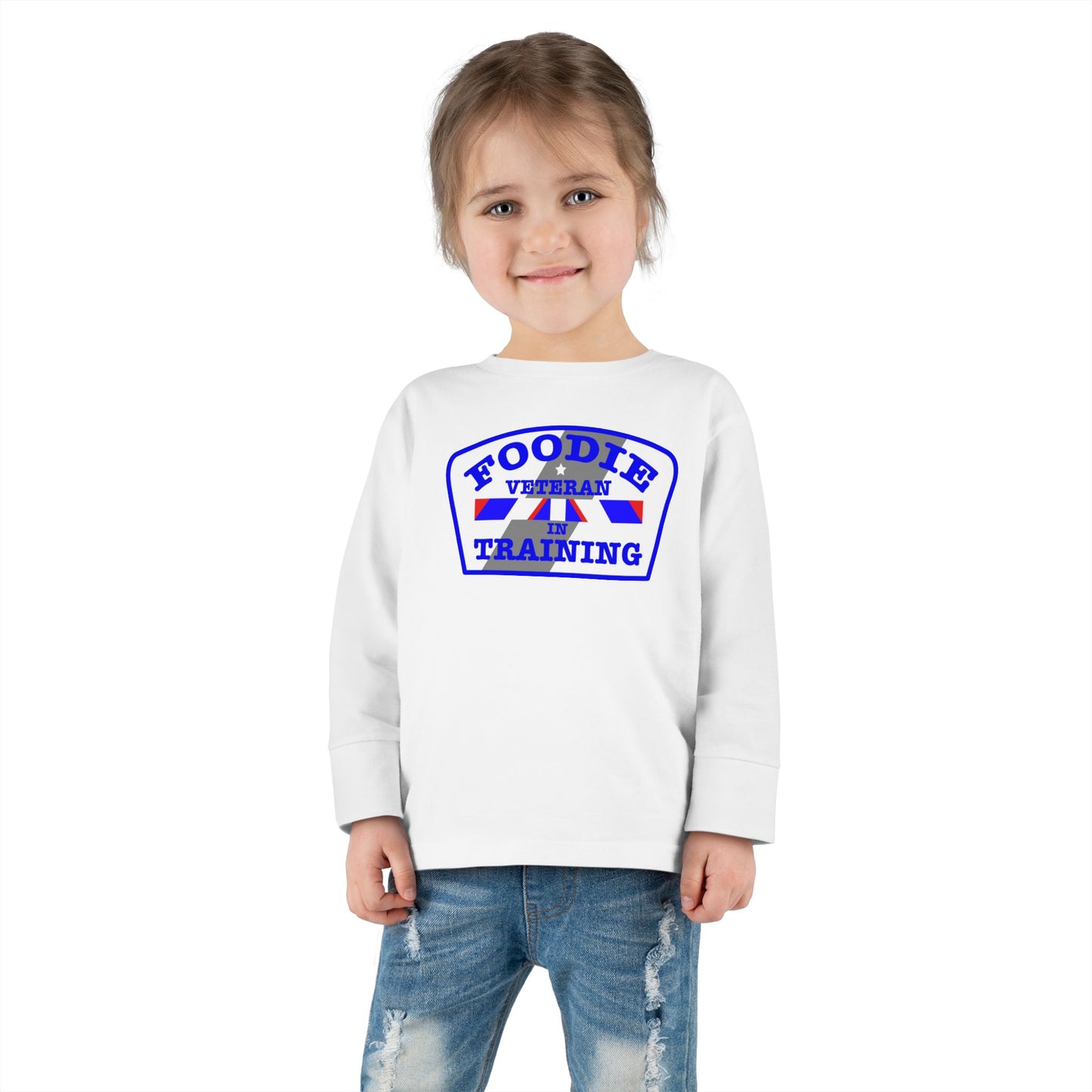L.O.E.F Foodie Veteran In Training Toddler Long Sleeve Tee (Blue)