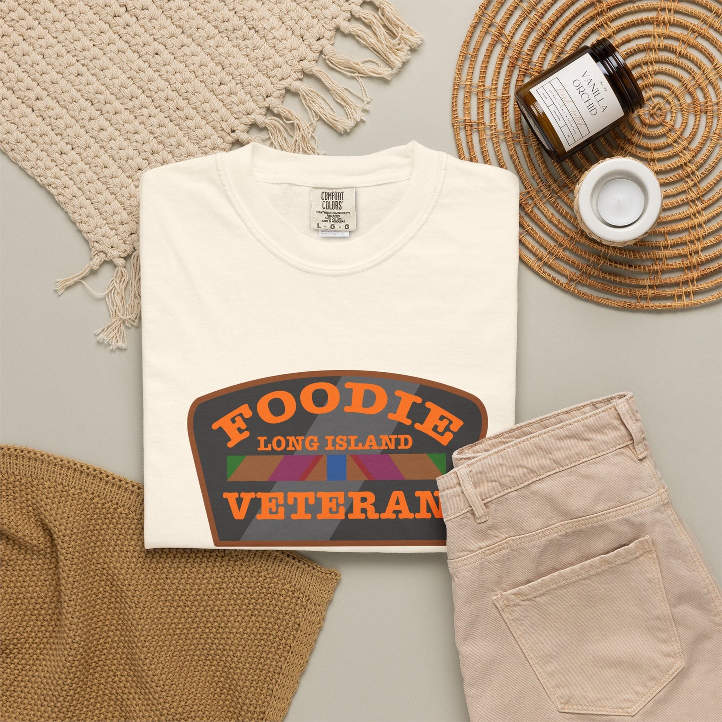 L.O.E.F Foodie Veteran Long Island Unisex Tee Shirt (Orange)