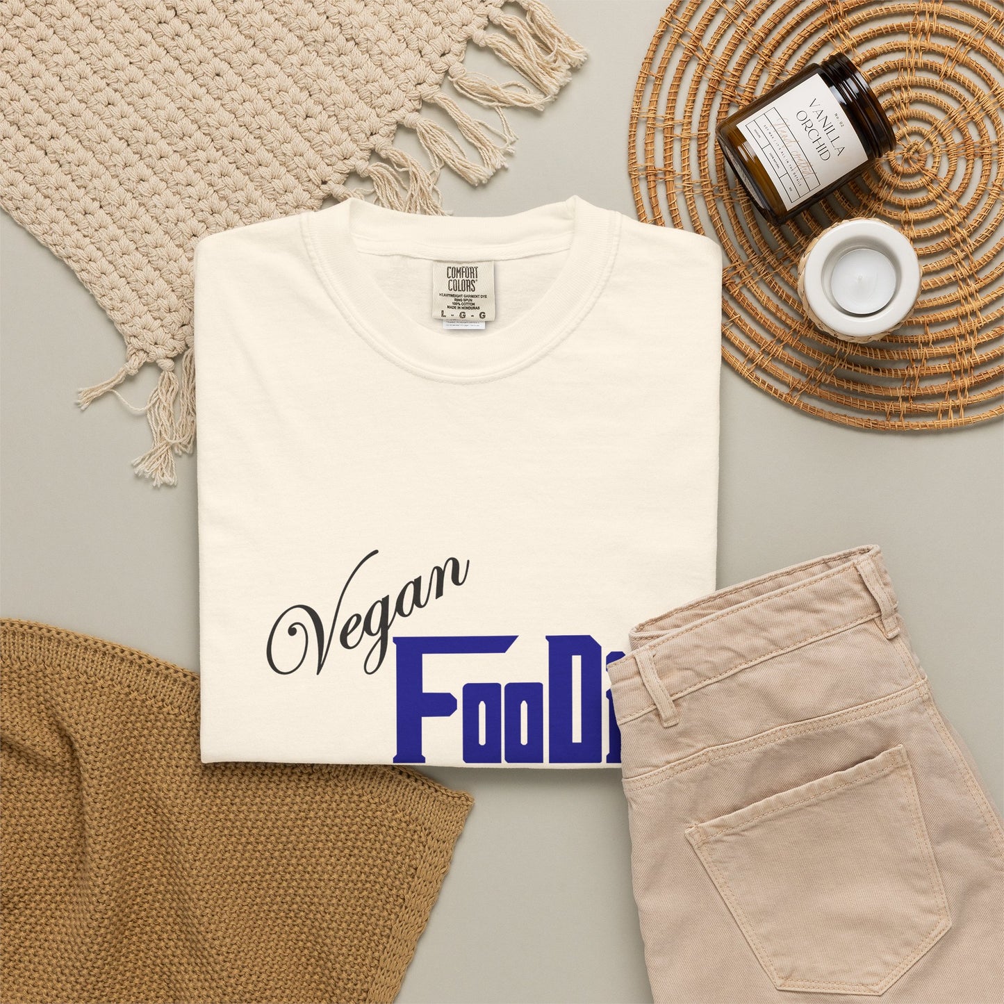 L.O.E.F Unisex Vegan Foodie Tee Shirt (Dark Blue)