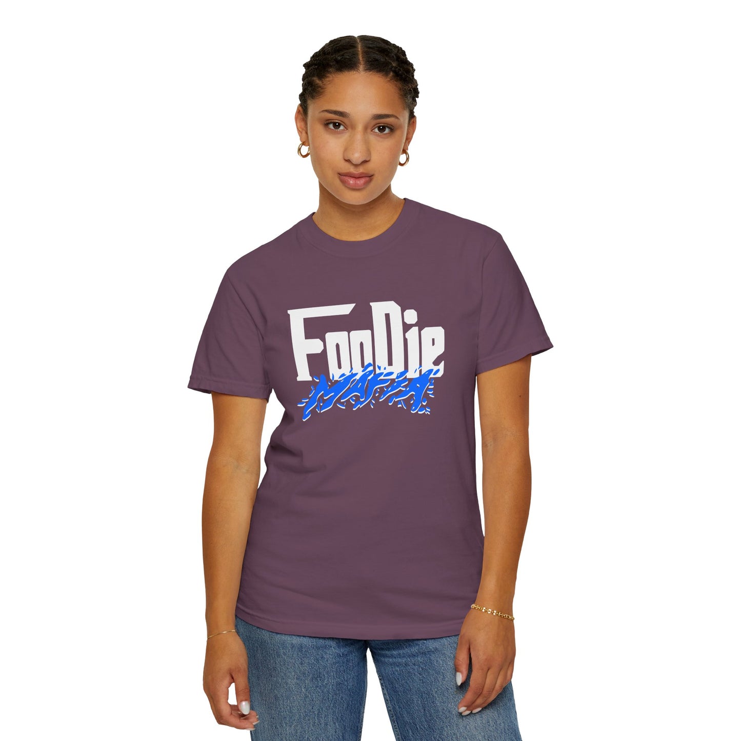 L.O.E.F White Foodie Mafia Unisex Tee Shirt (Blue)