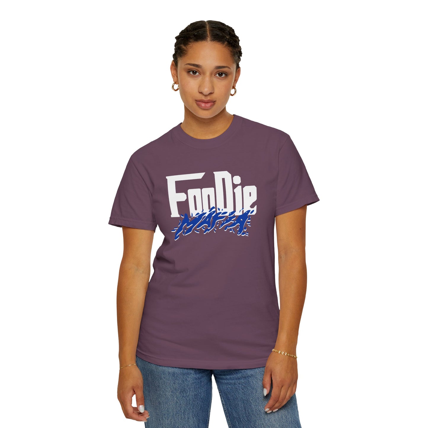 L.O.E.F White Foodie Mafia Unisex Tee Shirt (Cobalt Blue)