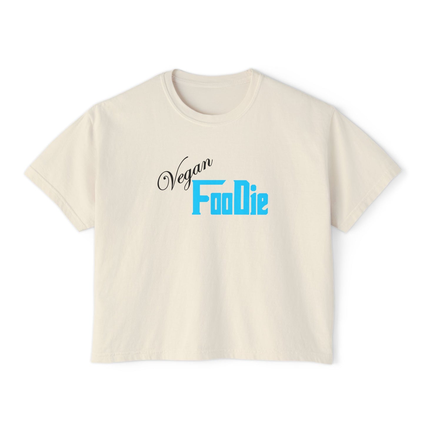 L.O.E.F Women Vegan Foodie Boxy Tee (Neon Blue)