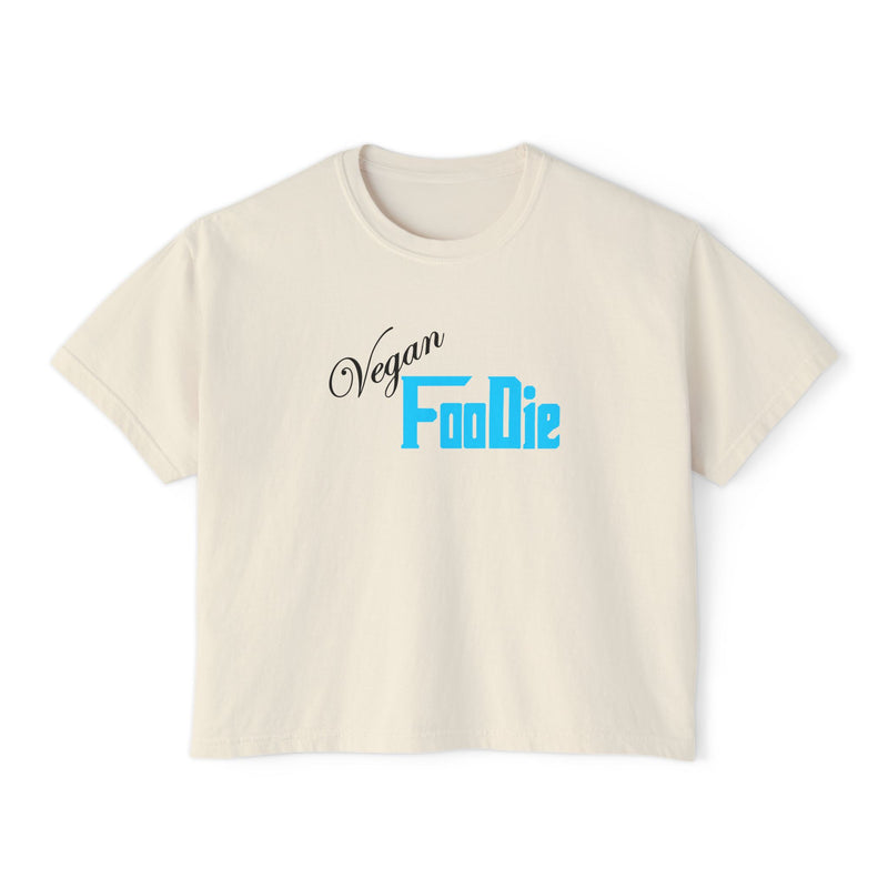 L.O.E.F Women Vegan Foodie Boxy Tee (Neon Blue)