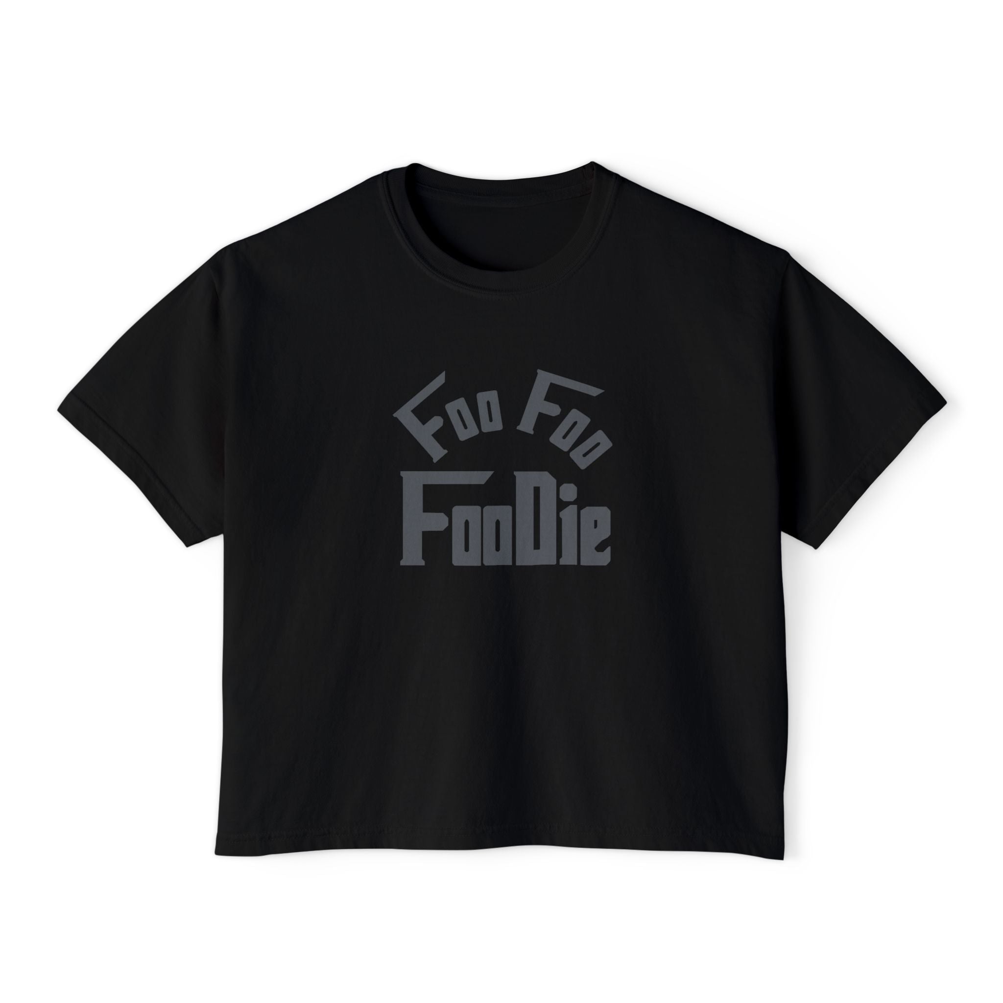 L.O.E.F FOO FOO FOODIE Women Boxy Tee(Dark Gray)