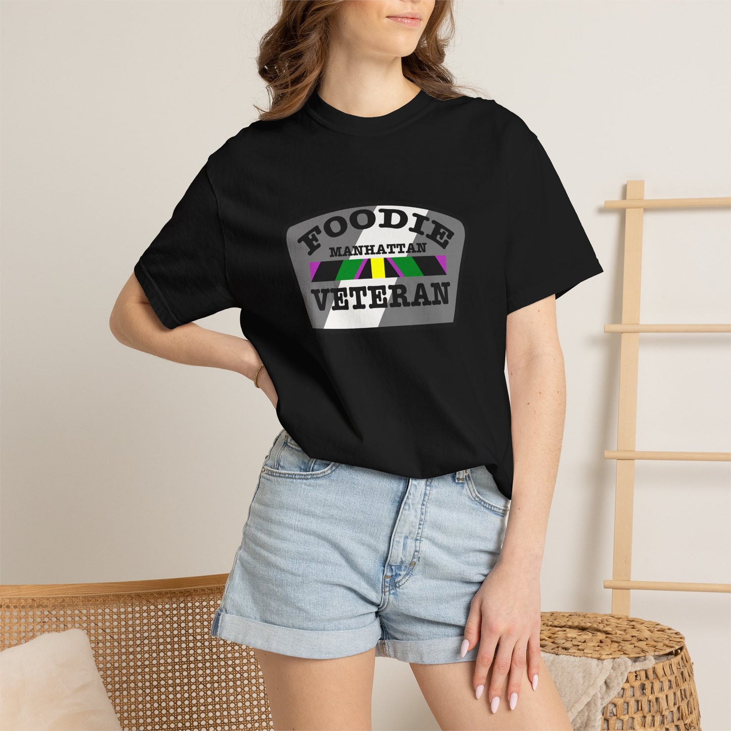 L.O.E.F Foodie Veteran Manhattan Unisex Tee Shirt (Gray)