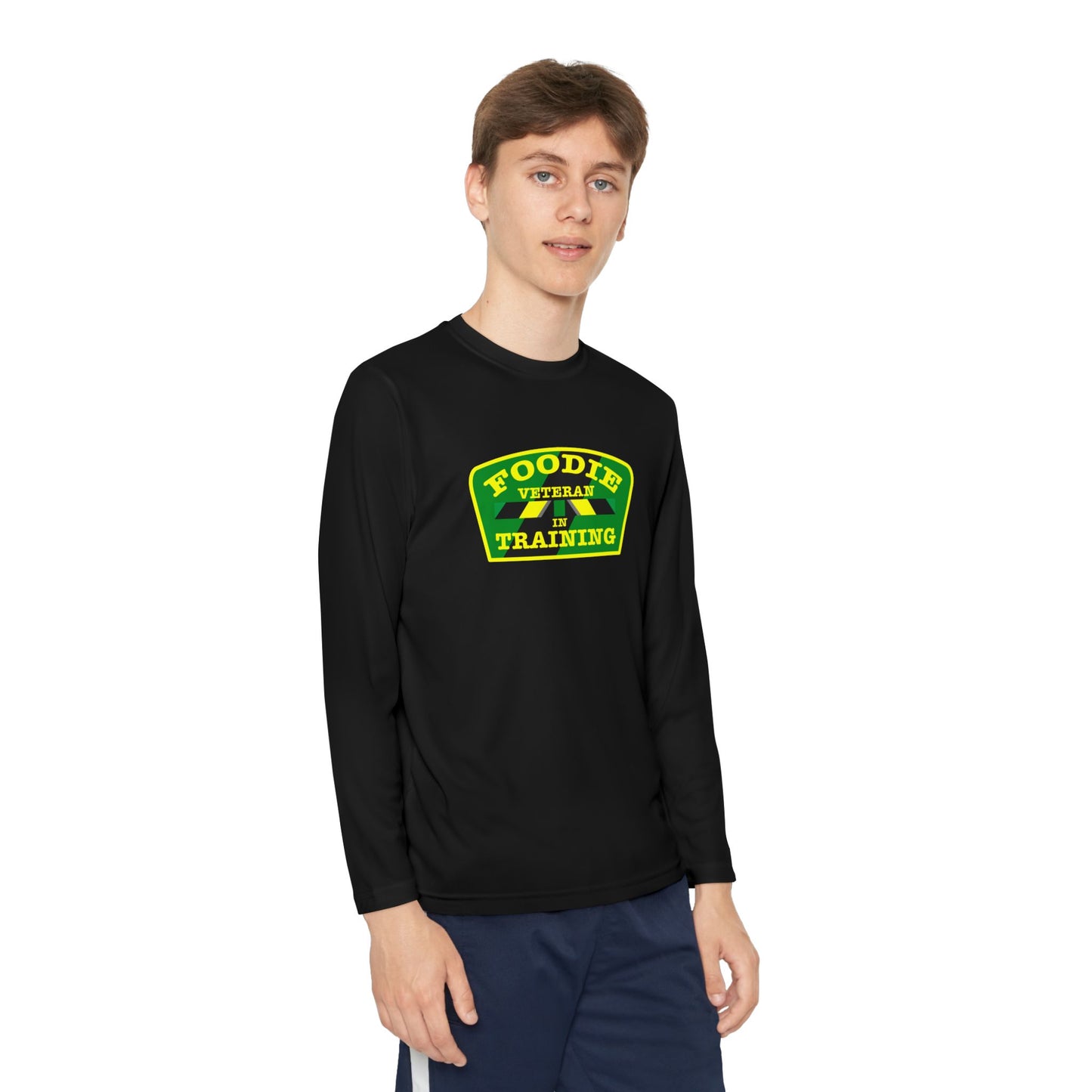 L.O.E.F Foodie Veteran In Training Youth Long Sleeve Tee (Yellow and Green)
