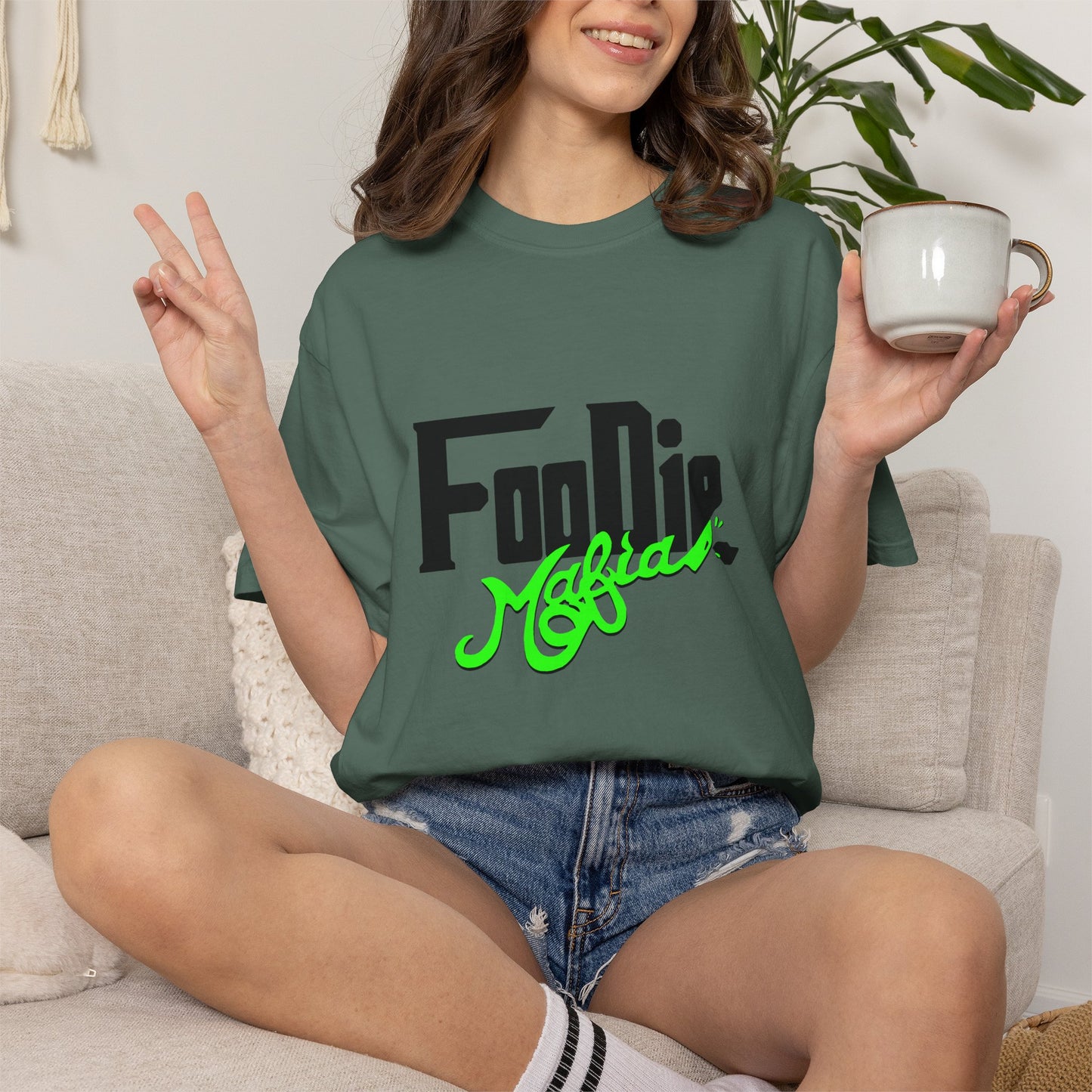 L.O.E.F Foodie Mafia Unisex Tee Shirt (Neon Green)