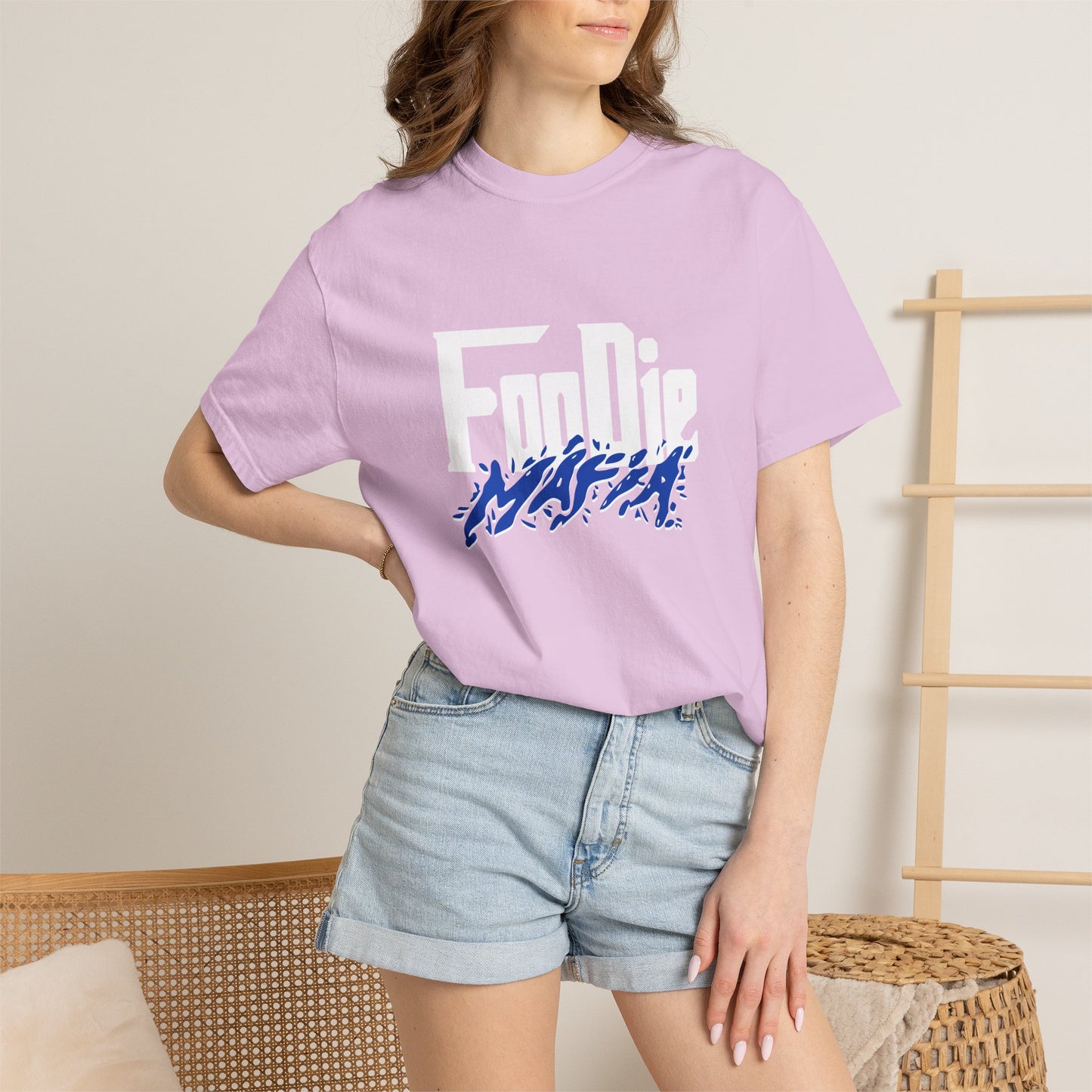 L.O.E.F White Foodie Mafia Unisex Tee shirt (Cobalt Blue)