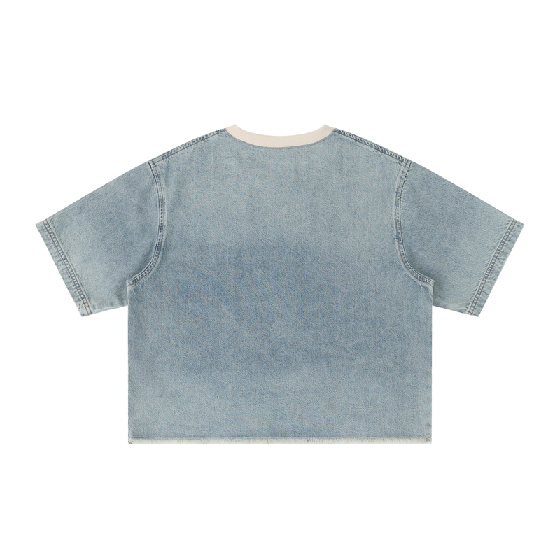 L.O.E.F Life Oxtail Killaz Unisex Vintage Wash Boxy Raw Hem Denim T-Shirt