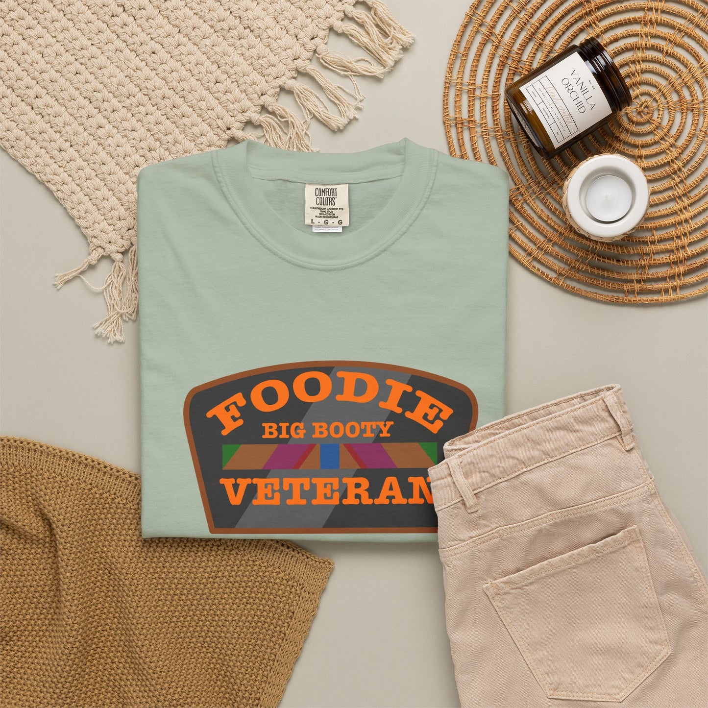 L.O.E.F Foodie Veteran BIG BOOTY Unisex Tee Shirt (Orange)