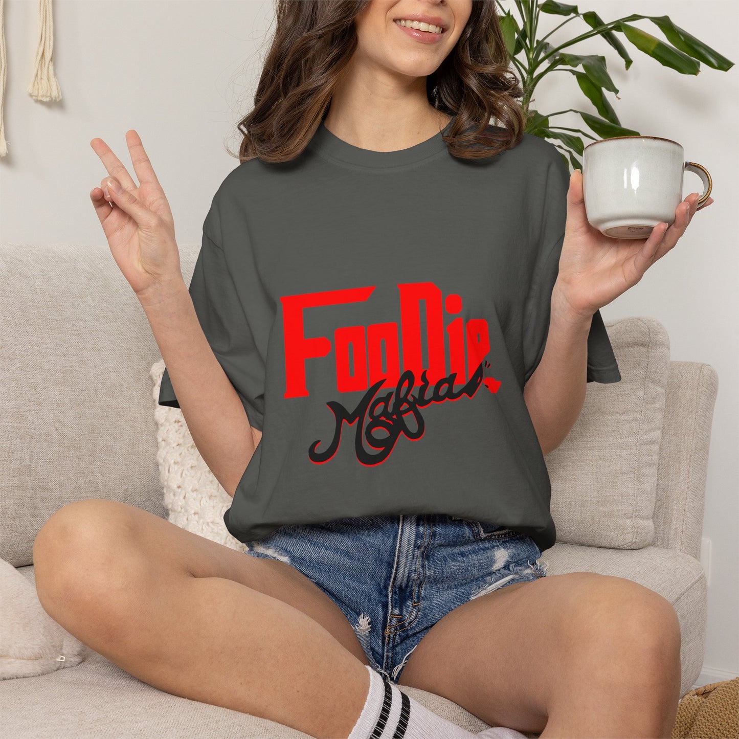 L.O.E.F Red Foodie Mafia Unisex Tee shirt (Black)
