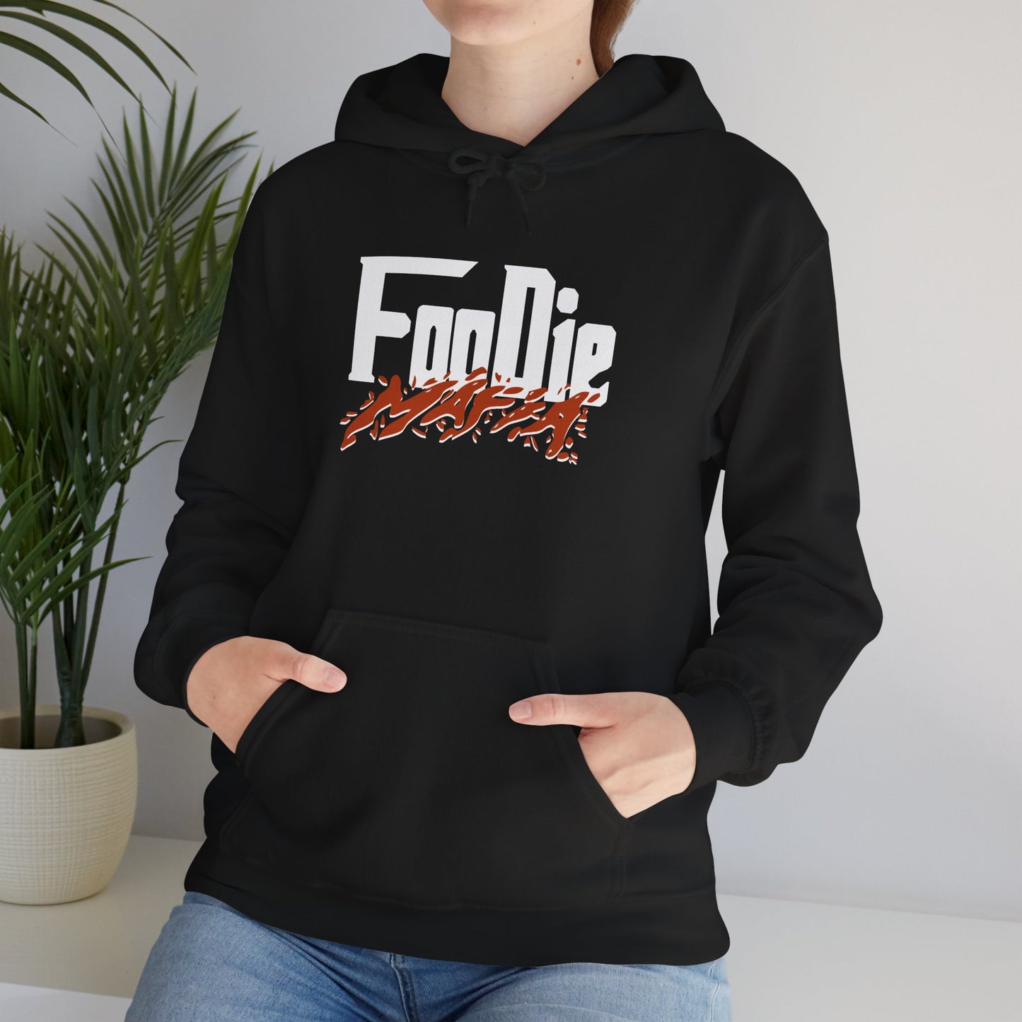 L.O.E.F White Foodie Mafia Unisex Hooded Sweatshirt (Rust)