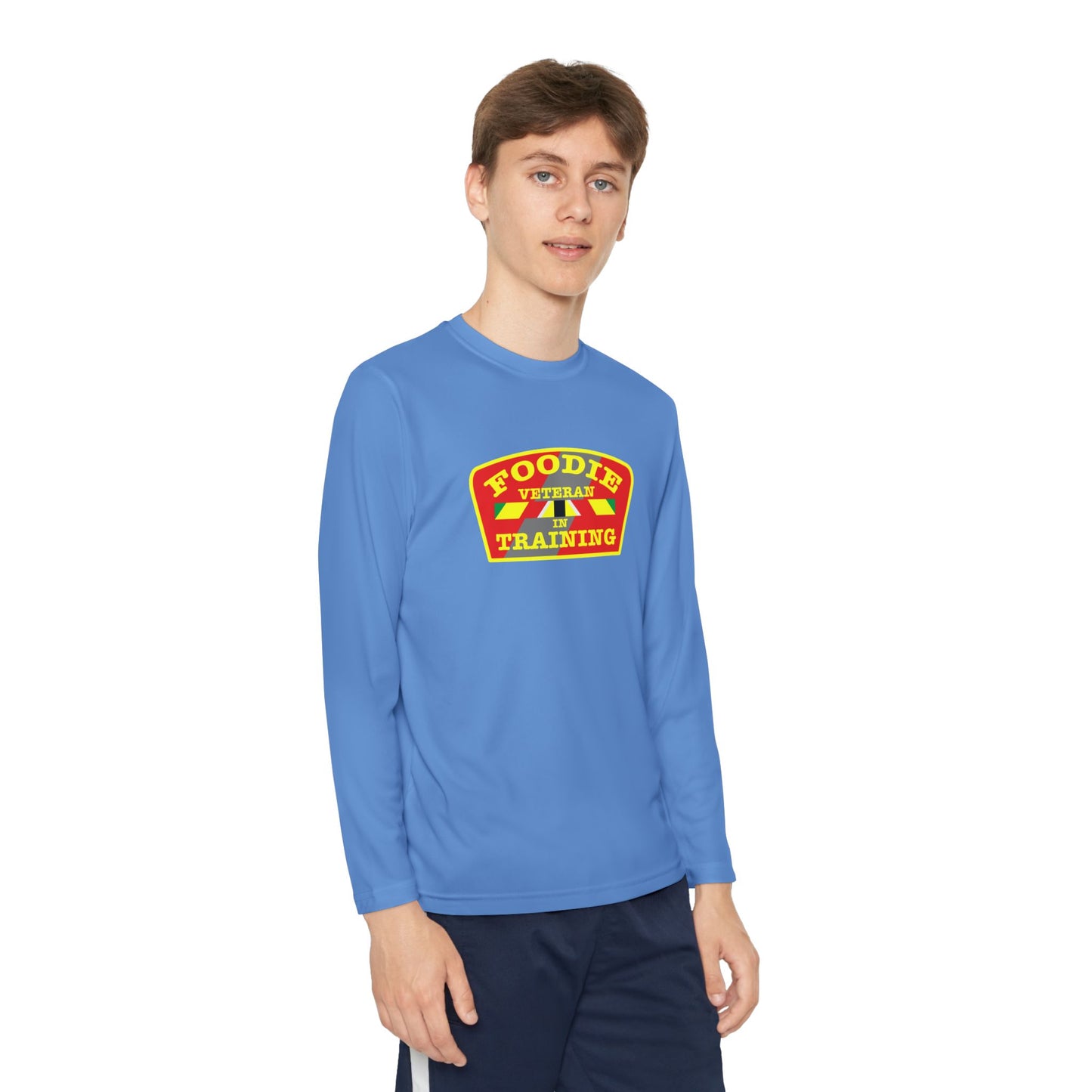 L.O.E.F Foodie Veteran In Training Youth Long Sleeve Tee (Yellow and Red)
