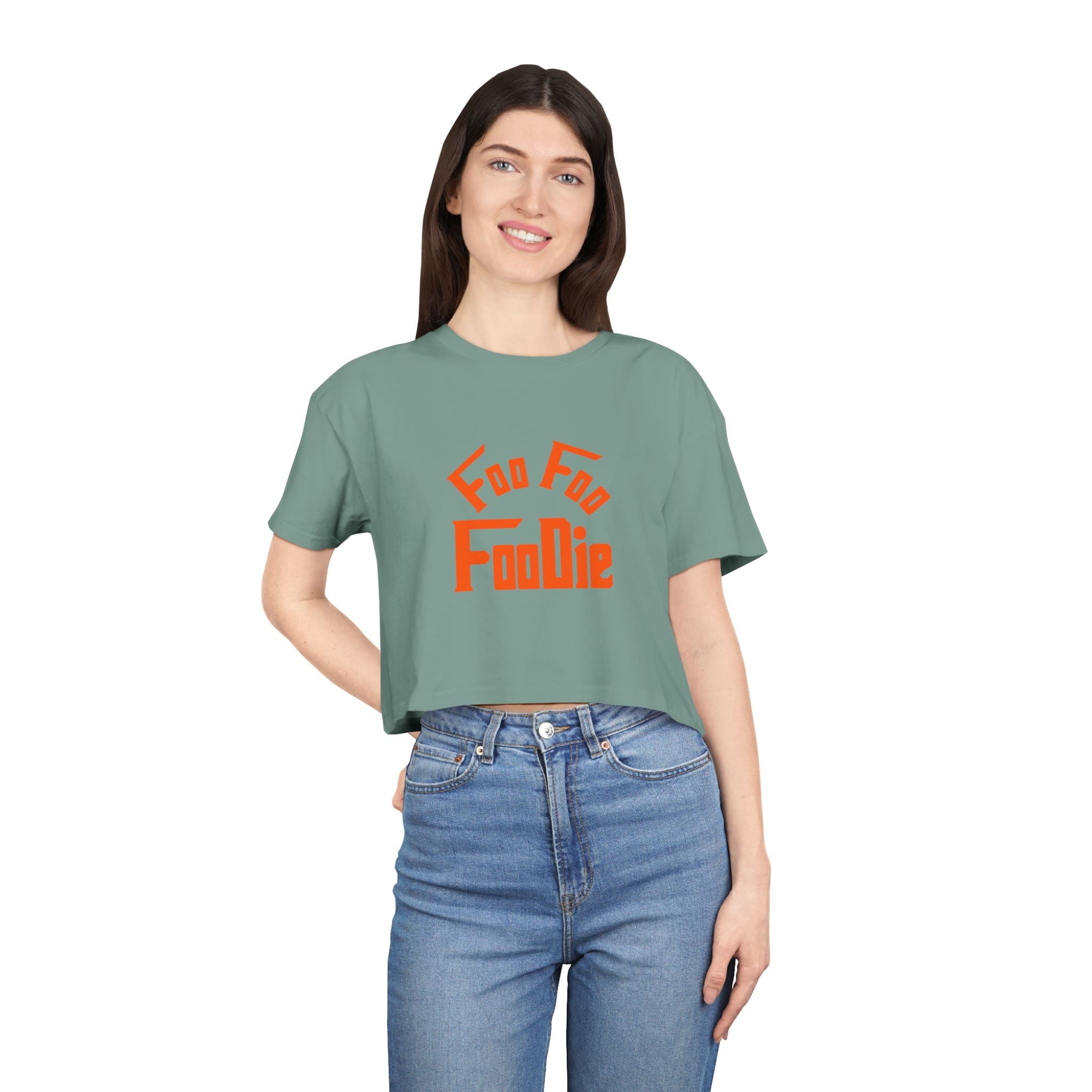 L.O.E.F FOO FOO FOODIE Women Crop Tee(Neon Orange)