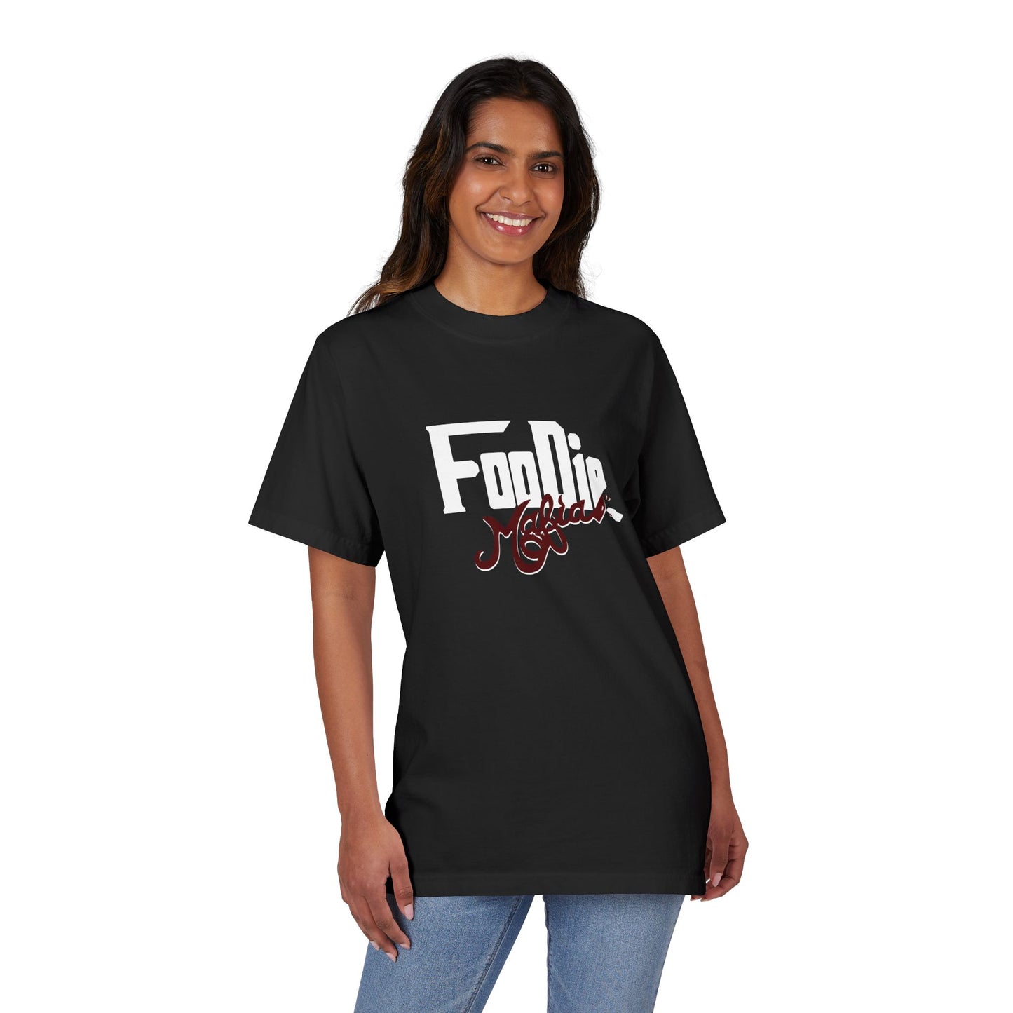 L.O.E.F White Foodie Mafia Unisex Tee shirt (Maroon)