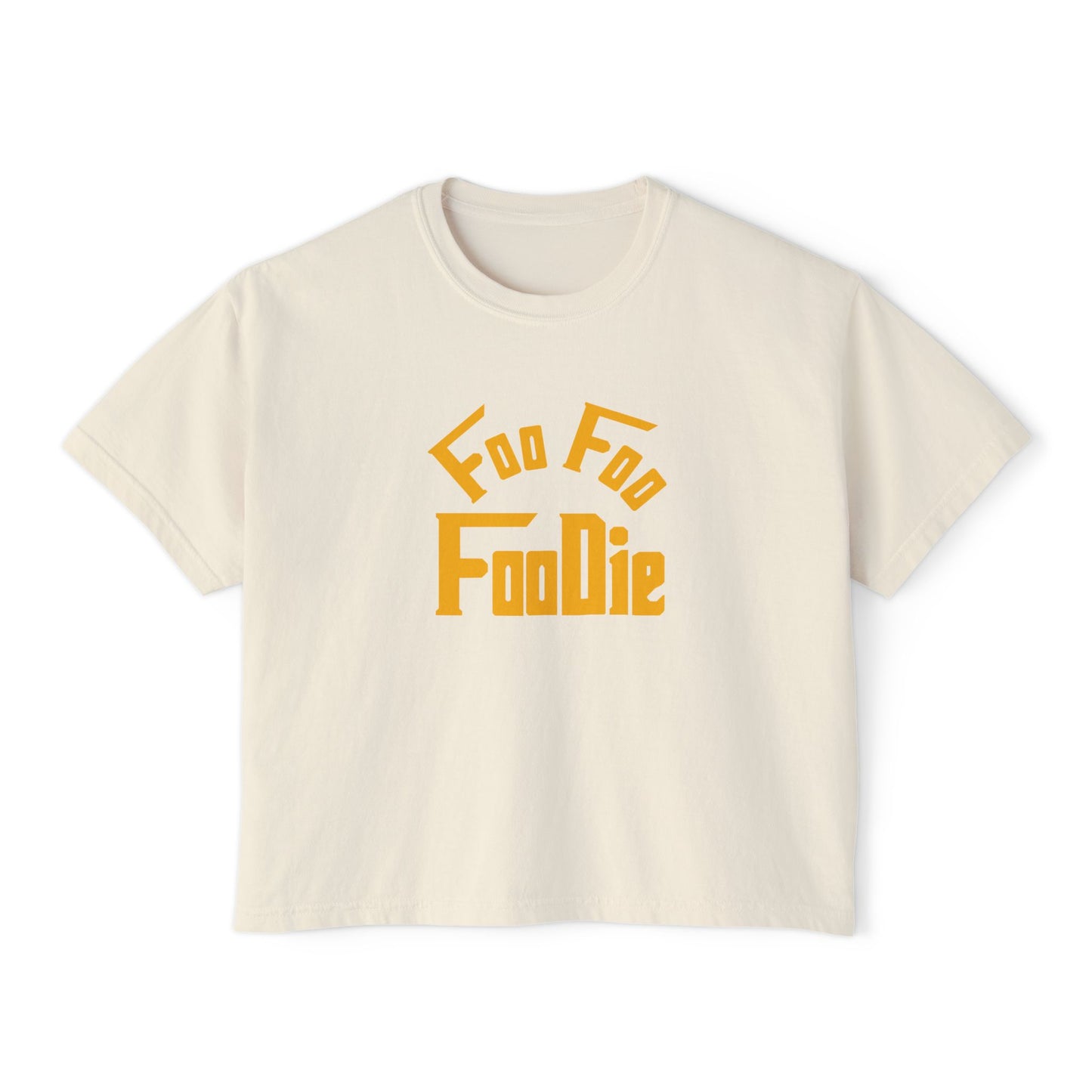 L.O.E.F FOO FOO FOODIE Women Boxy Tee(Dark Yellow)