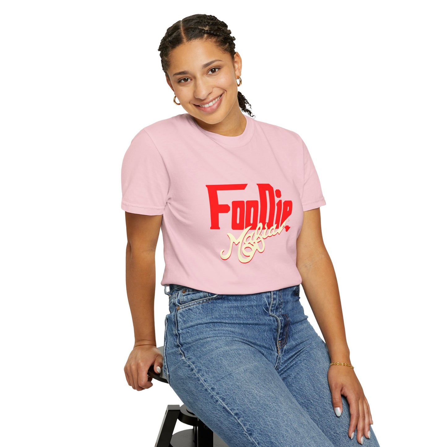 L.O.E.F Red Foodie Mafia Unisex Tee Shirt (Cream)