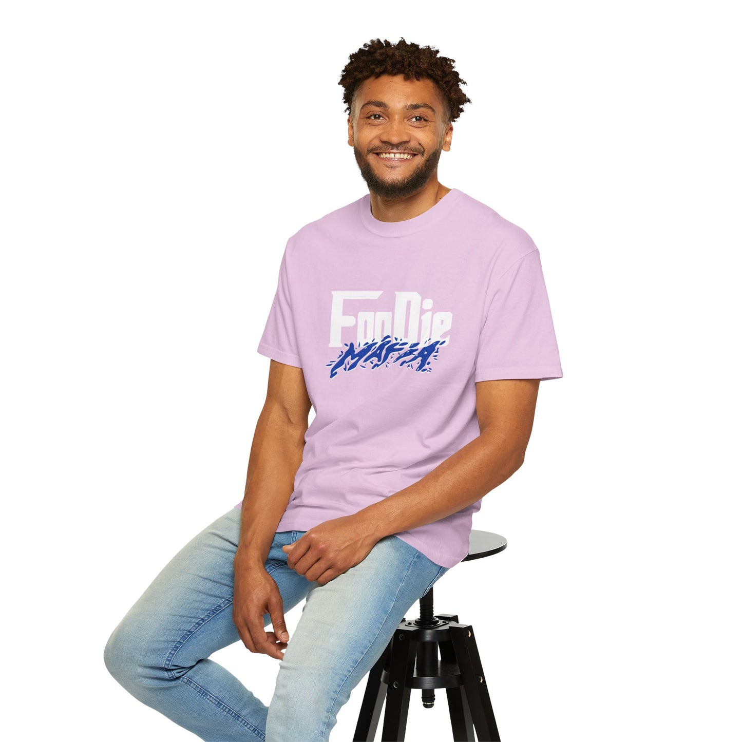 L.O.E.F White Foodie Mafia Unisex Tee shirt (Cobalt Blue)