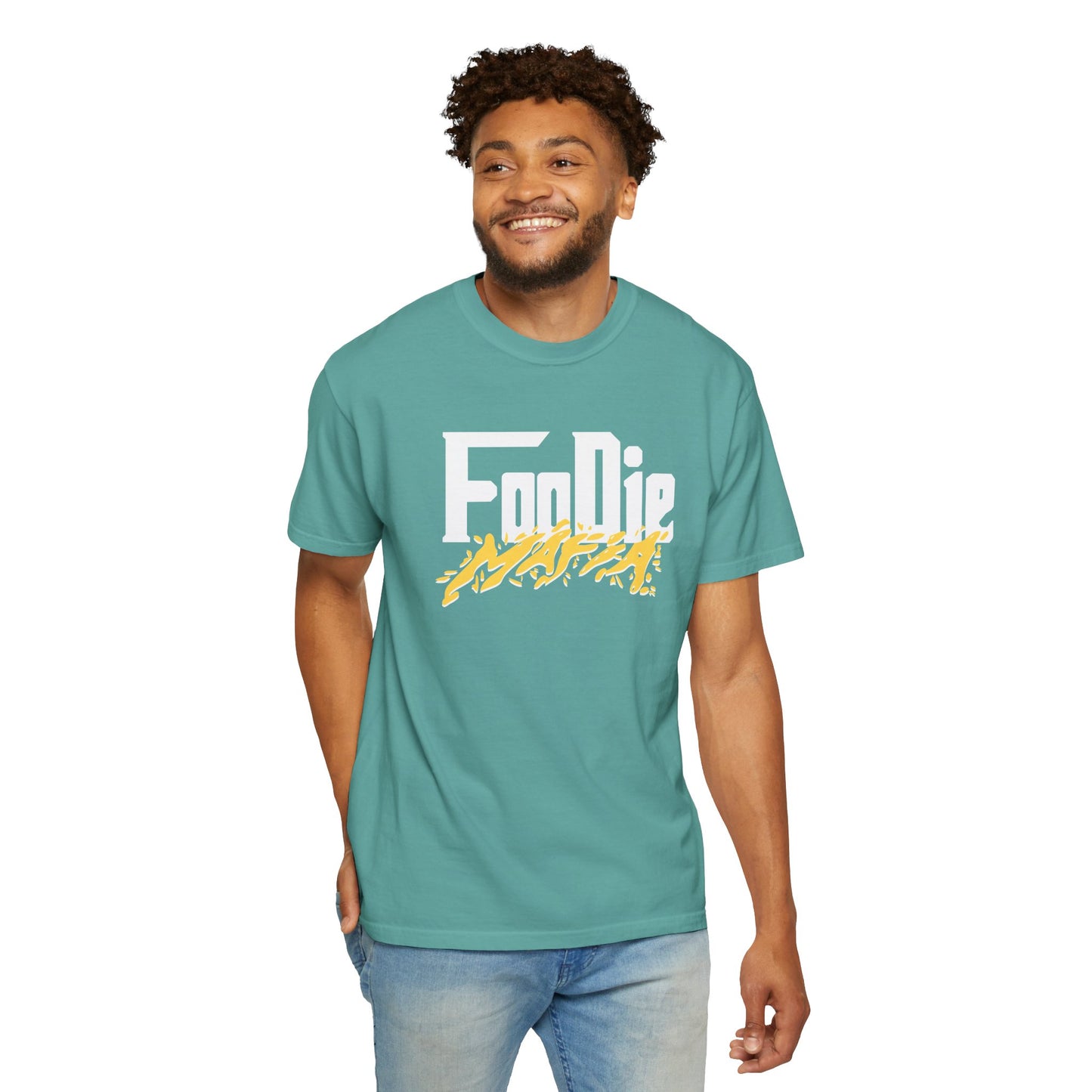 L.O.E.F White Foodie Mafia Unisex Tee Shirt (Yellow)