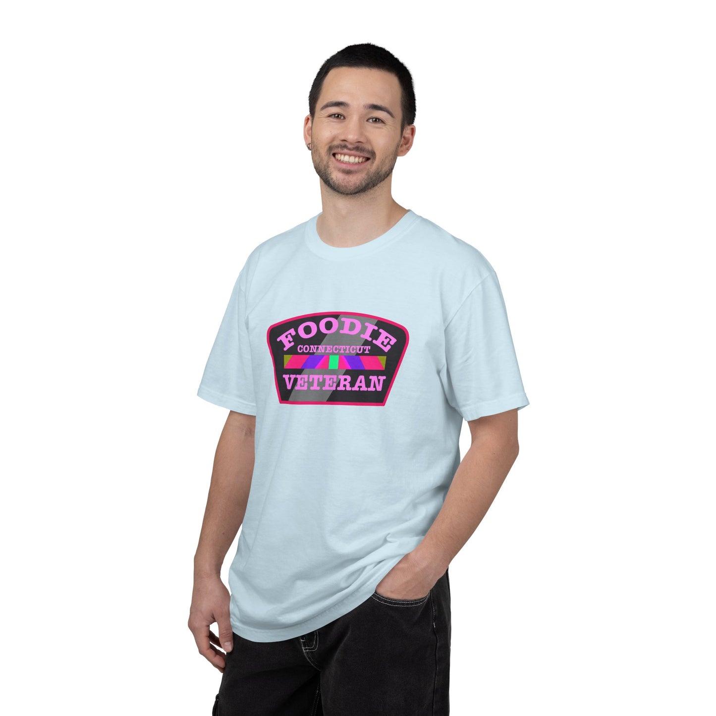 L.O.E.F Foodie Veteran CONNECTICUT Unisex Tee Shirt (Pink)