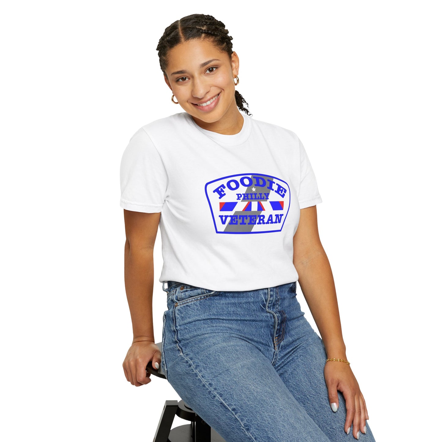 L.O.E.F Foodie Veteran PHILLY Unisex Tee Shirt (Blue)