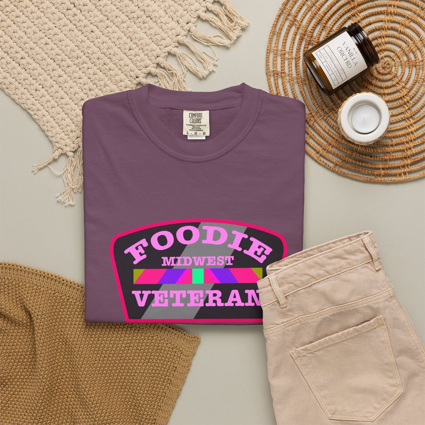 L.O.E.F Foodie Veteran MIDWEST Unisex Tee Shirt (Pink)