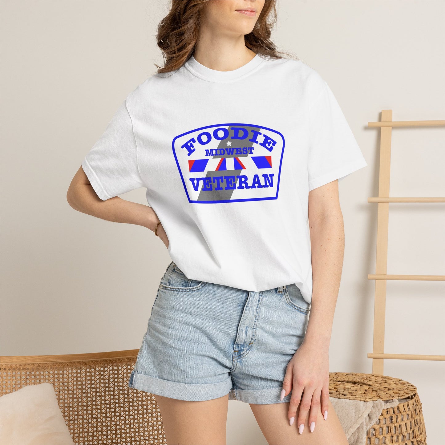 L.O.E.F Foodie Veteran MIDWEST Unisex Tee Shirt (Blue)