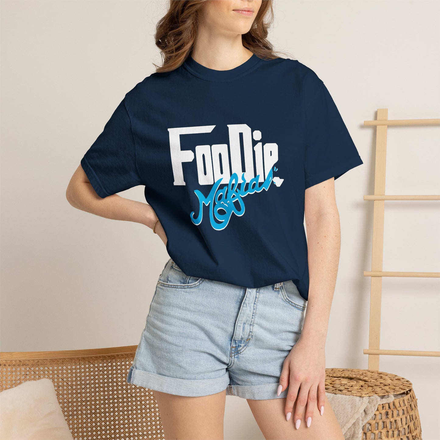 L.O.E.F White Foodie Mafia Unisex Tee Shirt  (Apricot)