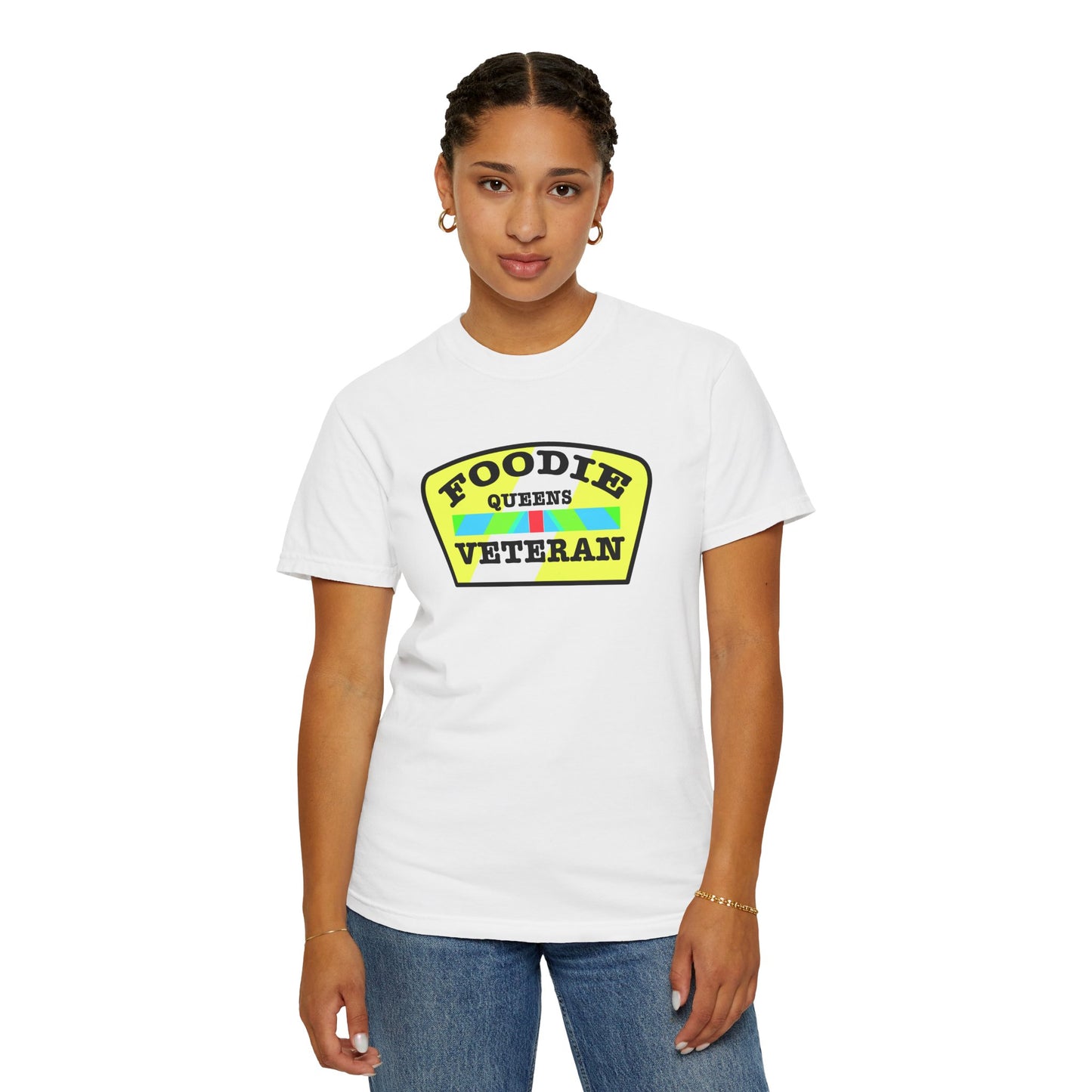 L.O.E.F Foodie Veteran QUEENS Unisex Tee Shirt (Yellow and Black)