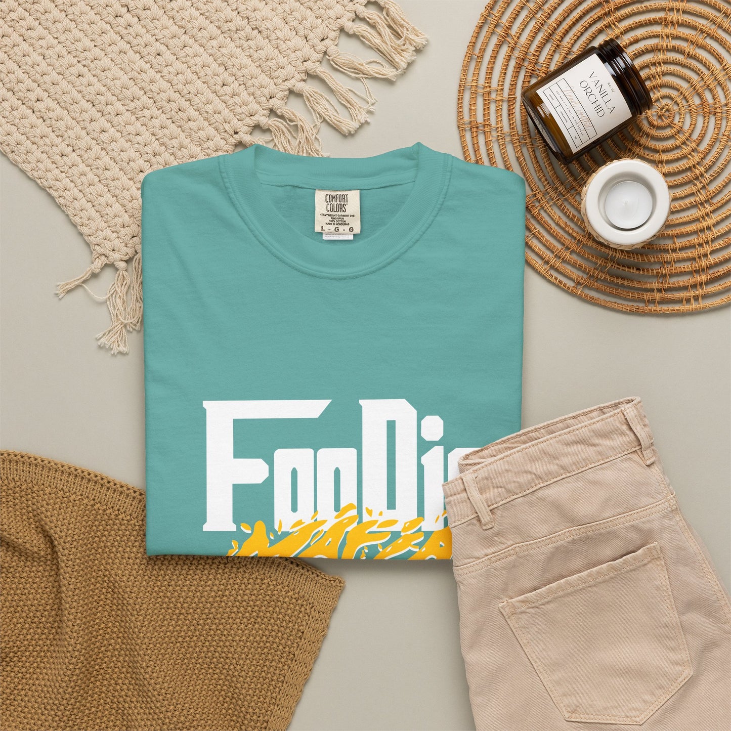 L.O.E.F White Foodie Mafia Unisex Tee shirt (Bright Yellow)