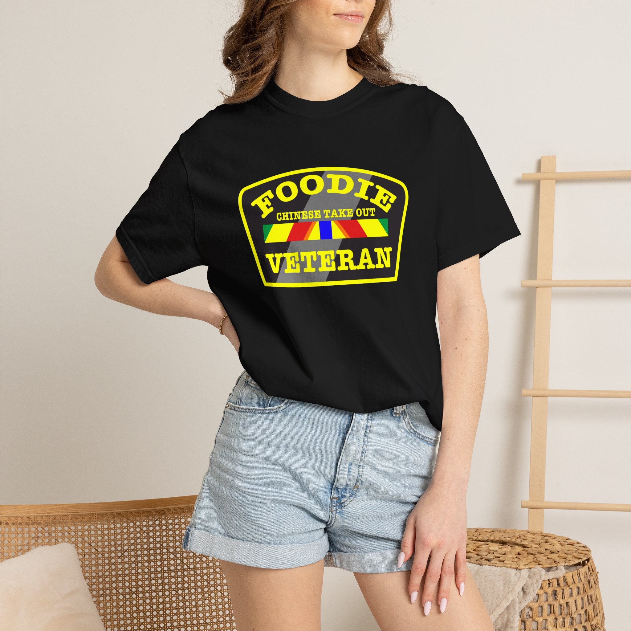 L.O.E.F Foodie Veteran CHINESE TAKE OUT Unisex Tee Shirt (Yellow)
