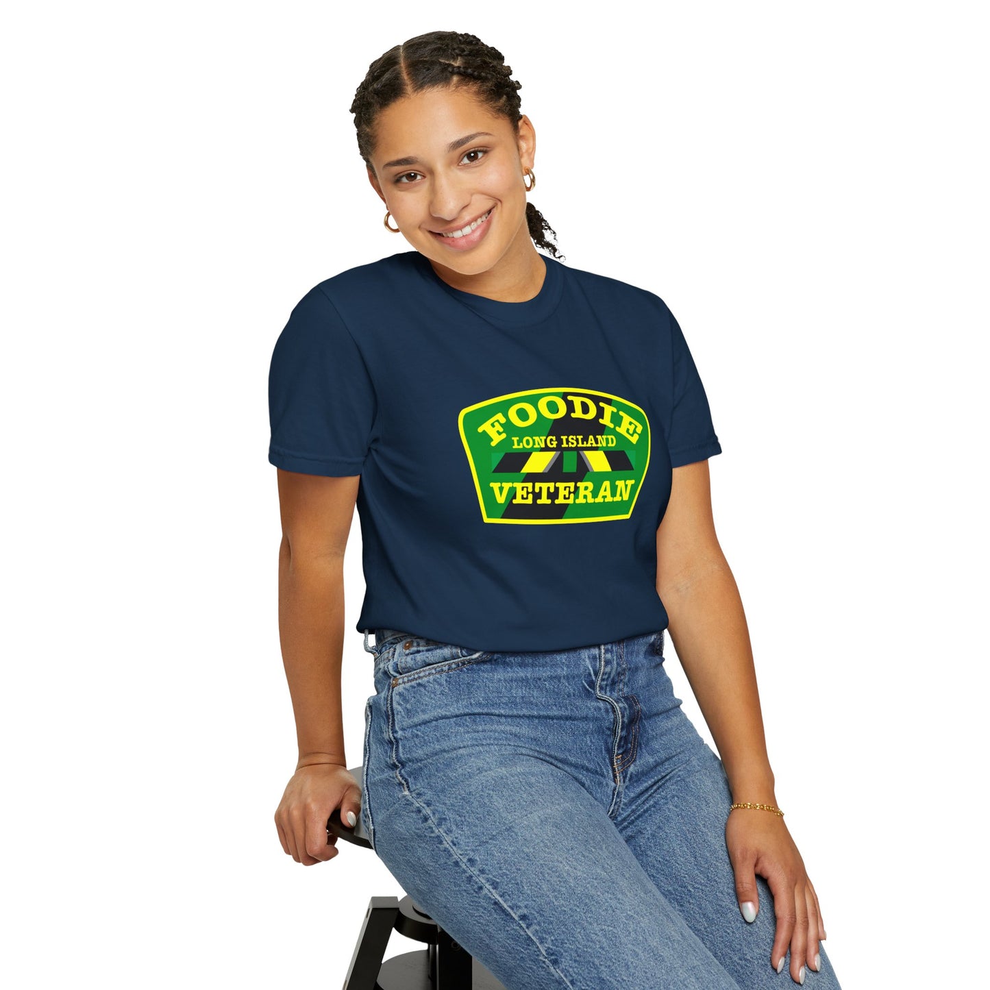 L.O.E.F Foodie Veteran Long Island Unisex Tee Shirt (Yellow and Green)